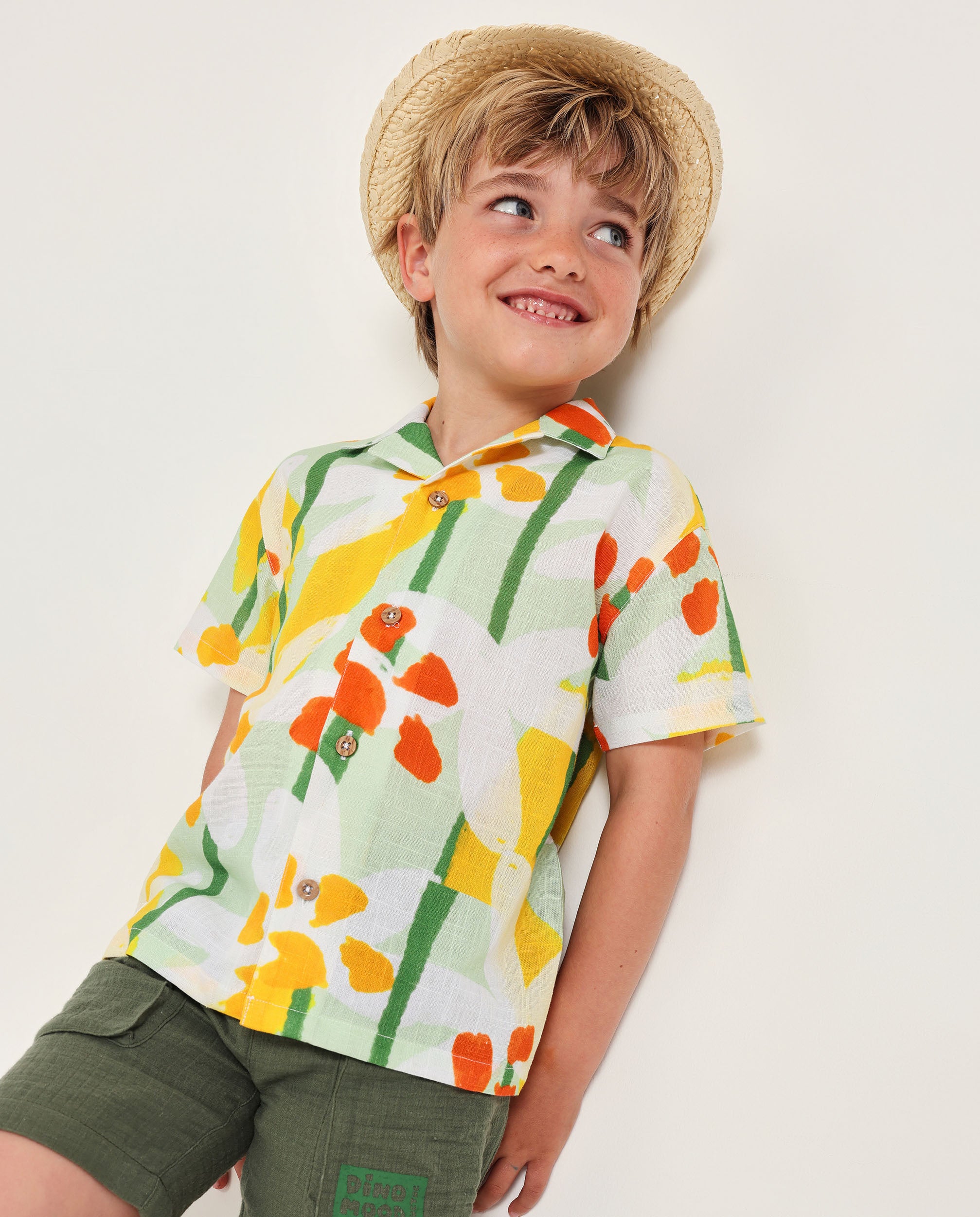 Camisa de niño de plana y tejido traspirable