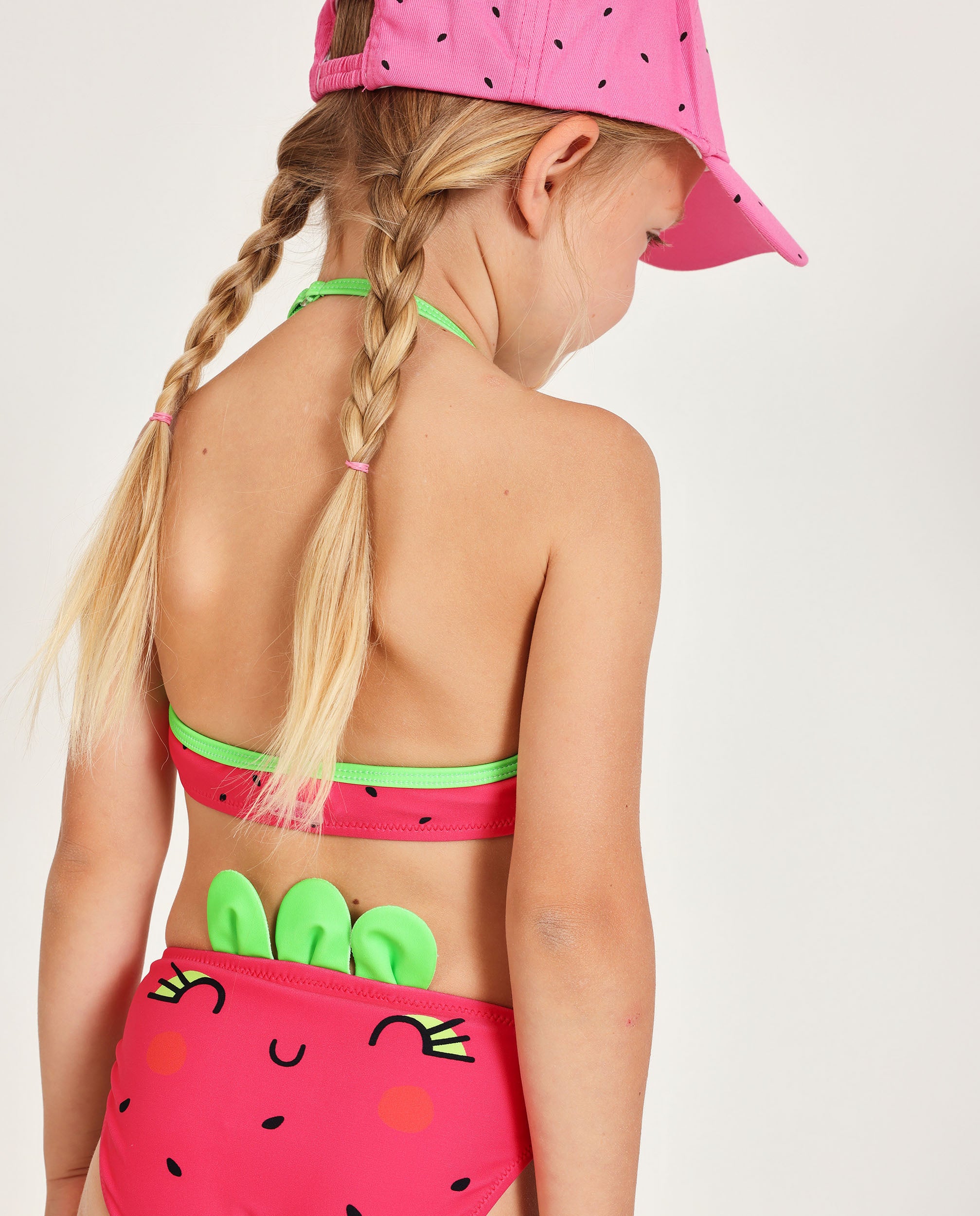 Bikini de niña de punto con hojitas en relieve