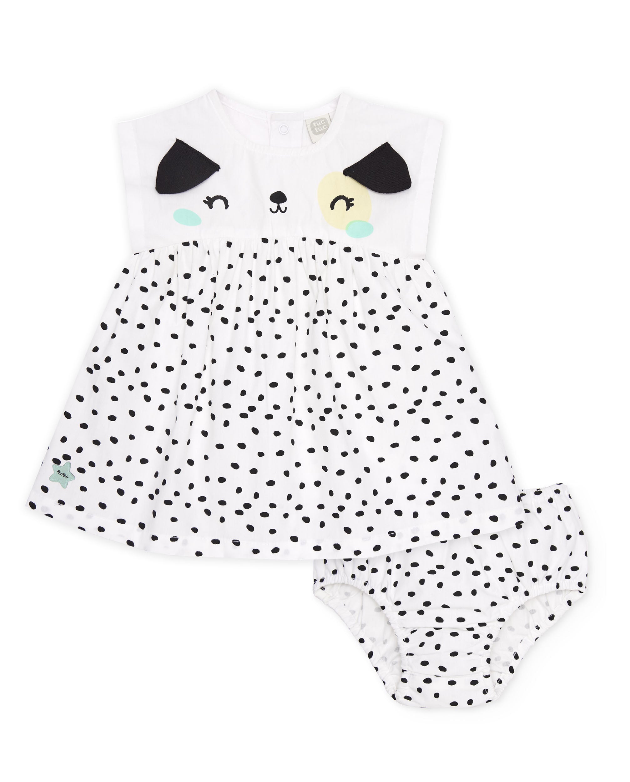 Vestido de recién nacido de plana y diseño de manchitas