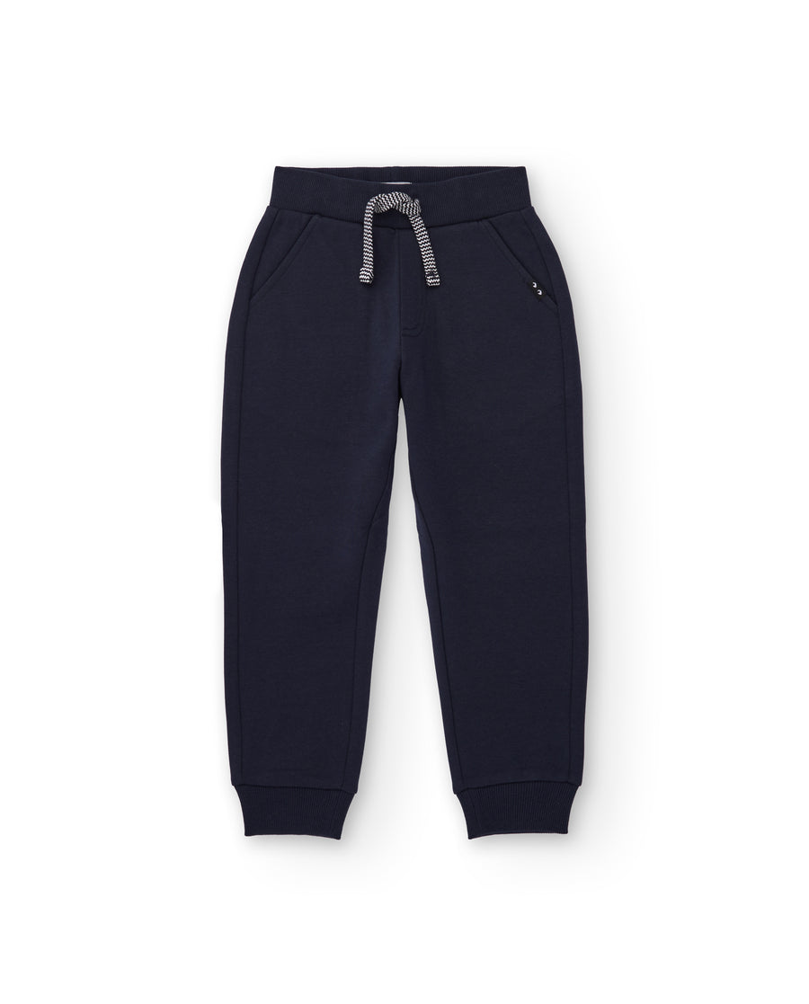 Pantalón de niño de felpa con bolsillos laterales y puños elásticos