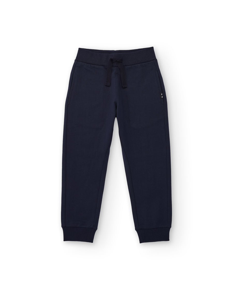 Pantalón deportivo de niño de felpa con cintura ajustable y bolsillos laterales