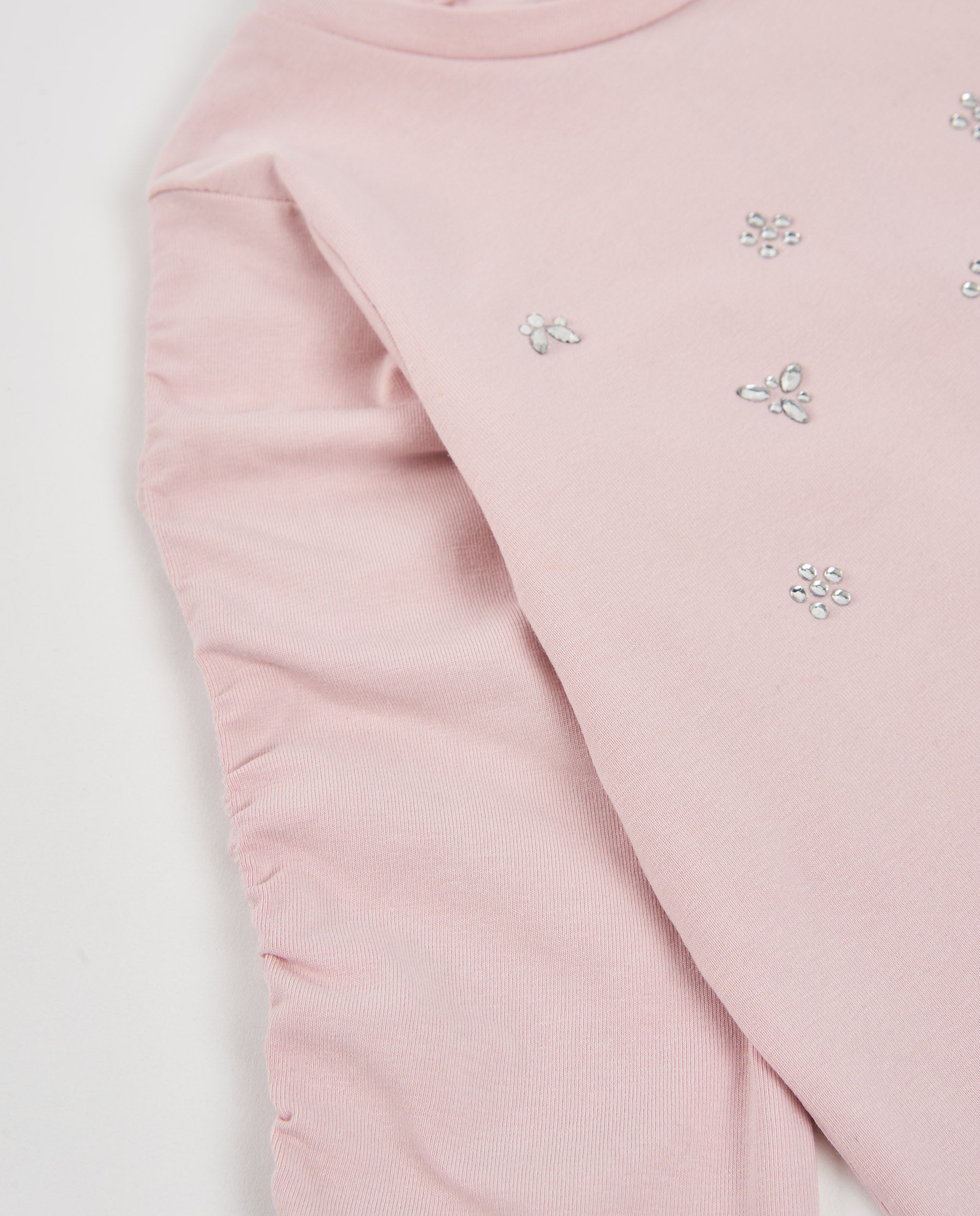 T-shirt de menina em malha com apliques brilhantes