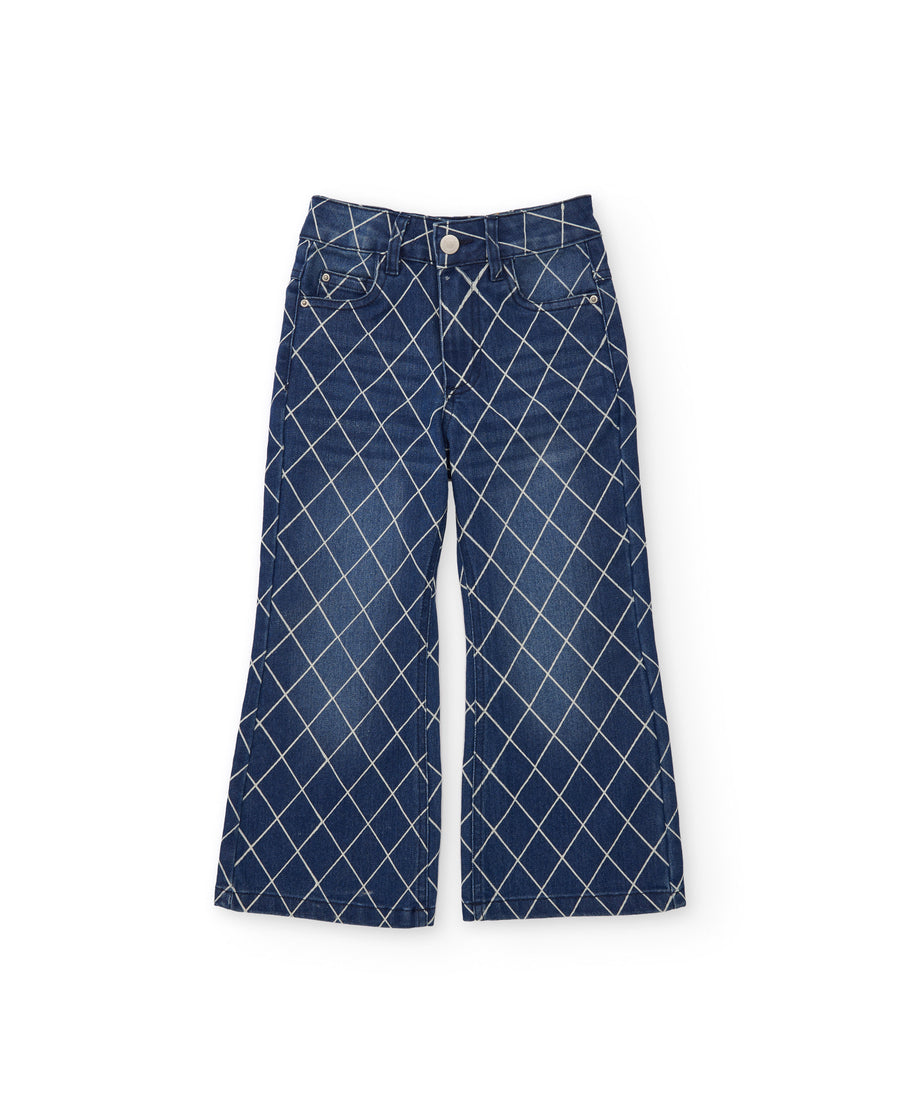 Girls' straight-leg jeans with geometric print