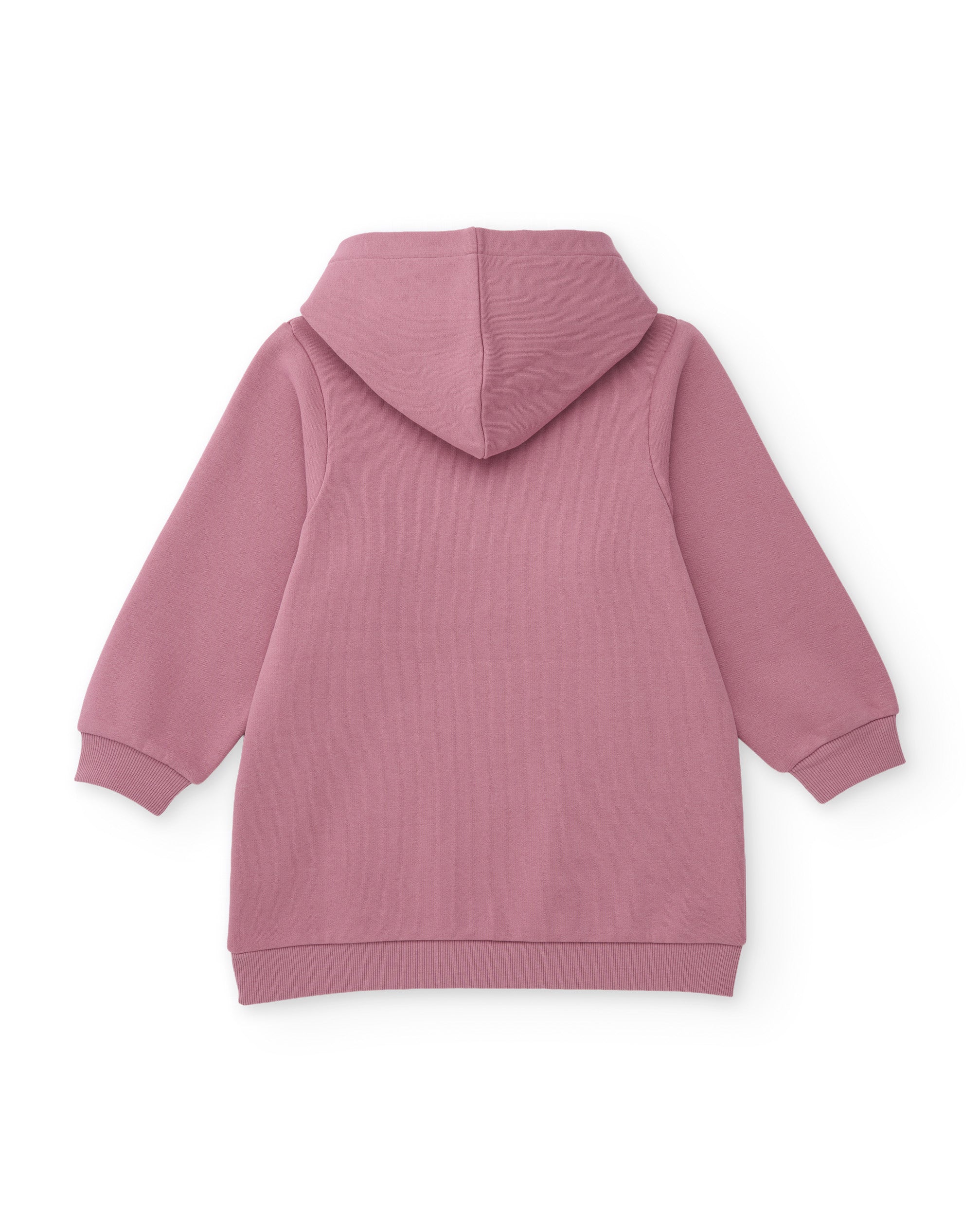 Vestido de niña de felpa con capucha y estampado frontal