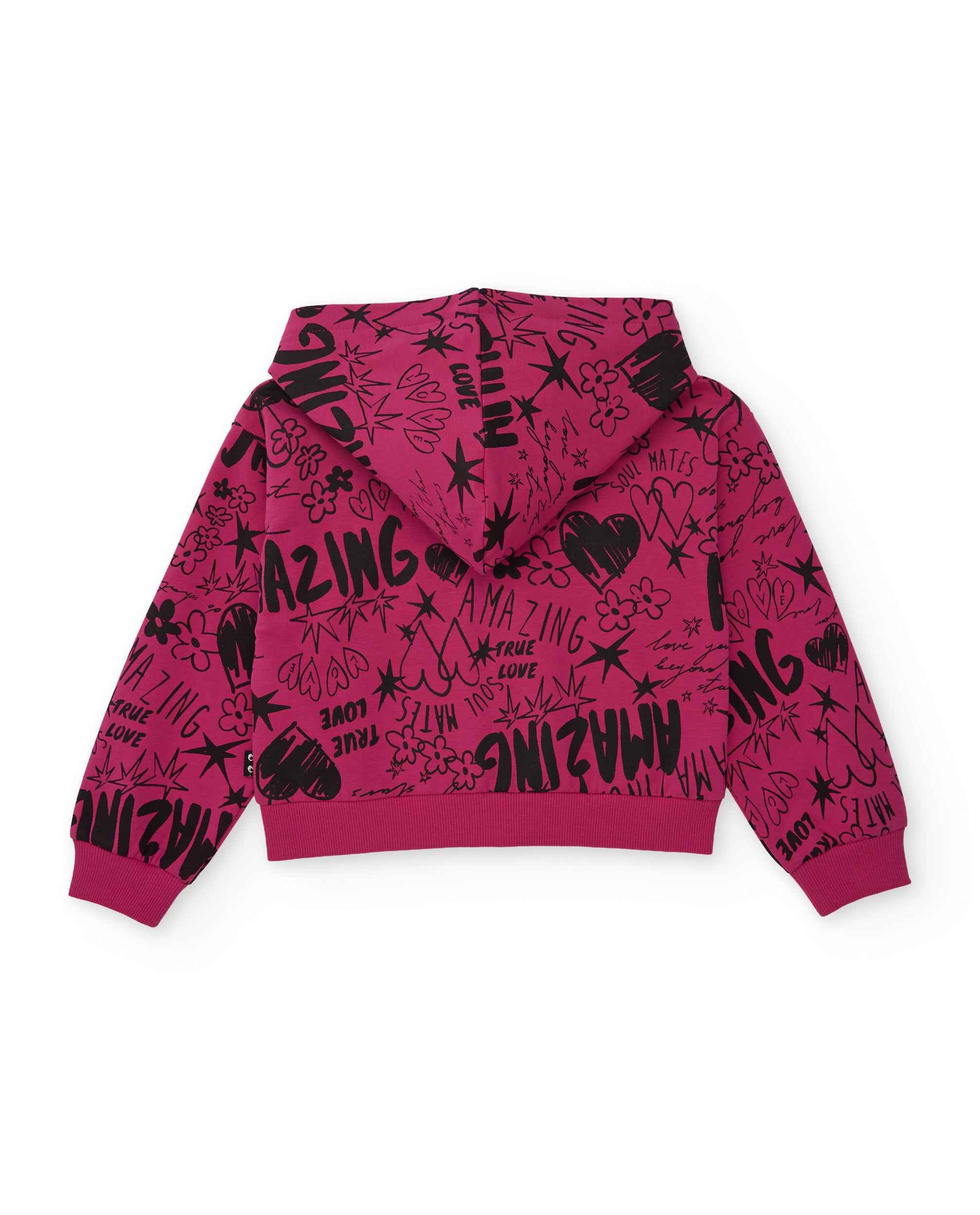 Sudadera de niña de felpa con capucha con cierre y diseño gráfico