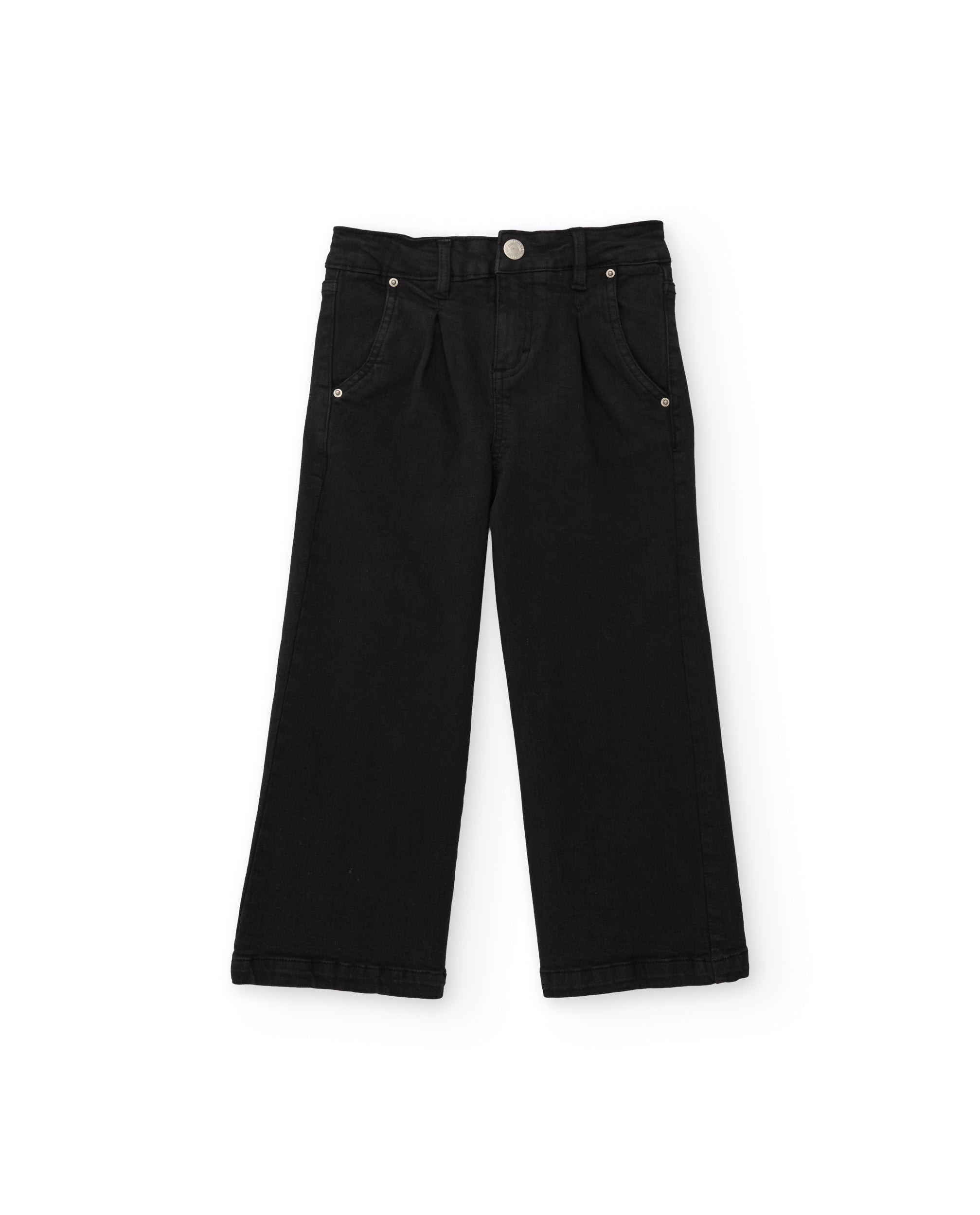 Pantalón de niña de sarga con pierna ancha y cintura ajustable
