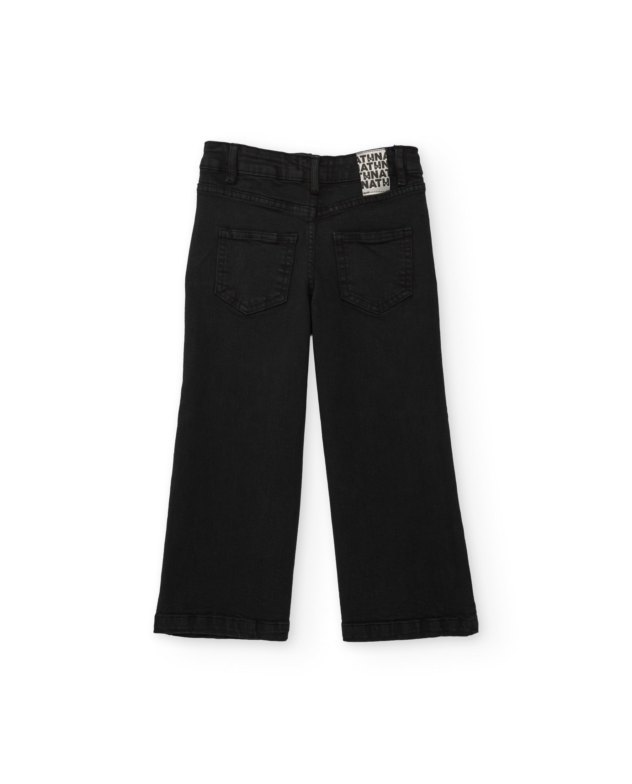 Pantalón de niña de sarga con pierna ancha y cintura ajustable