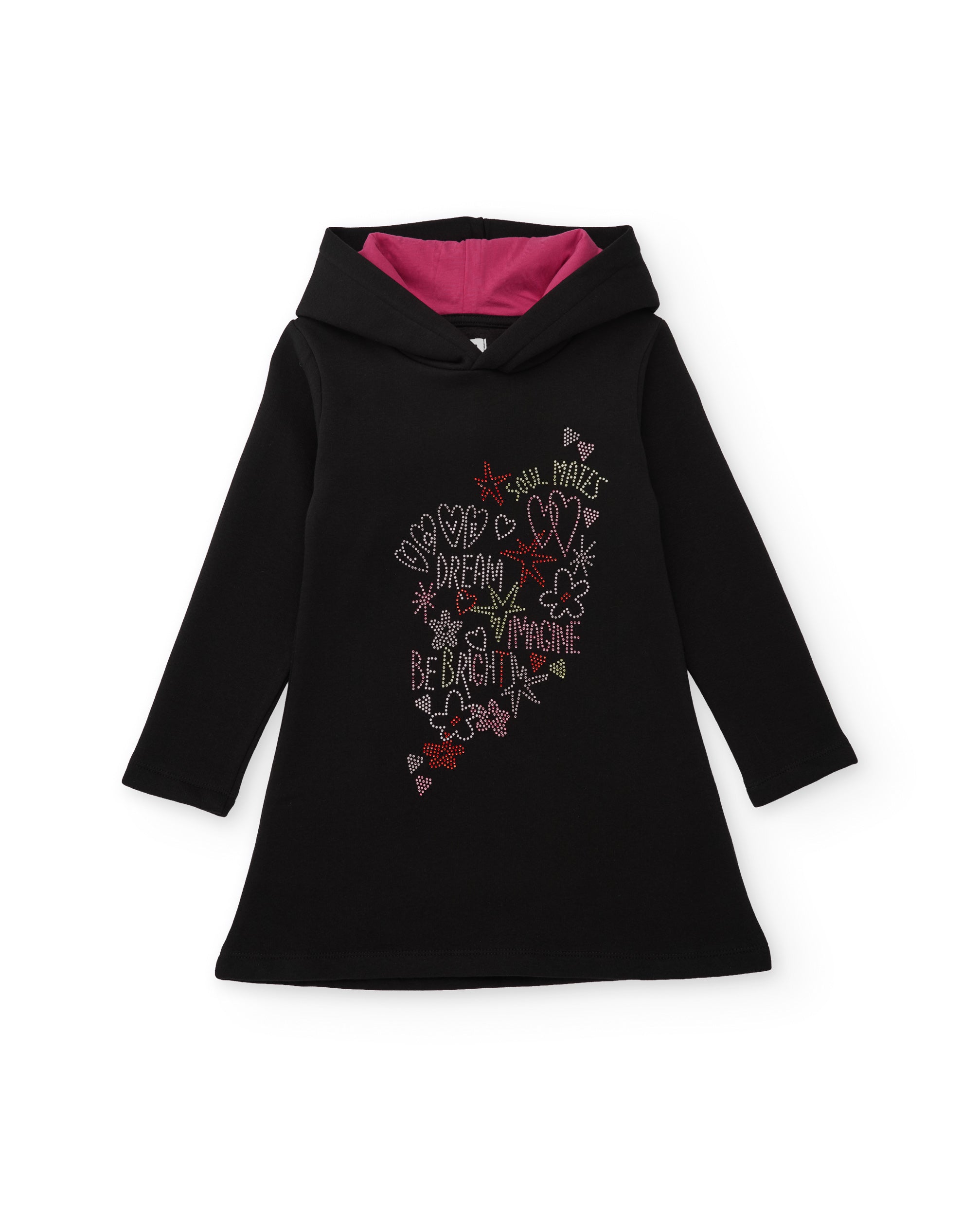 Vestido de niña de felpa con capucha forrada y diseño fantasía