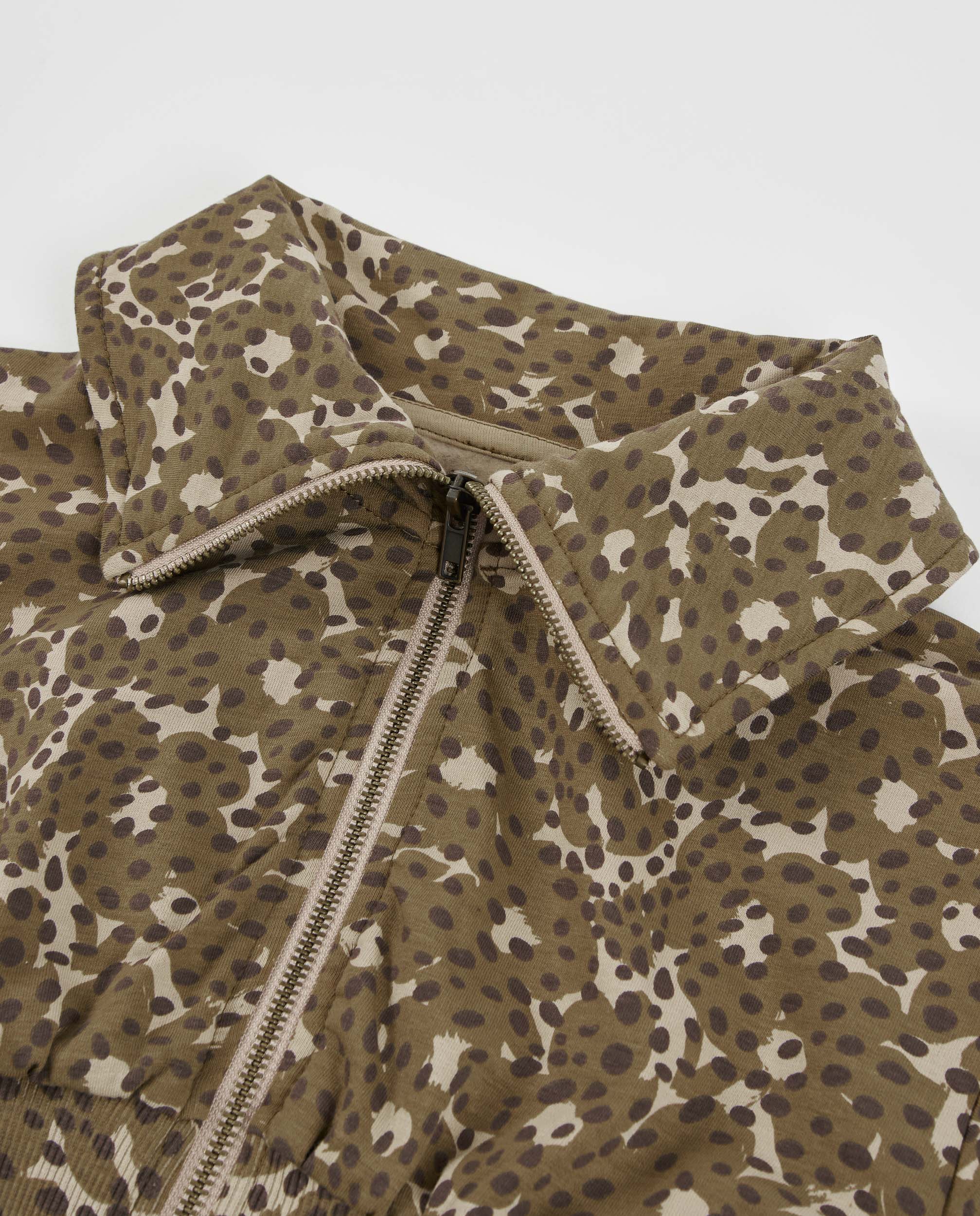 Sudadera de niña de felpa con cremallera y estampado animal print