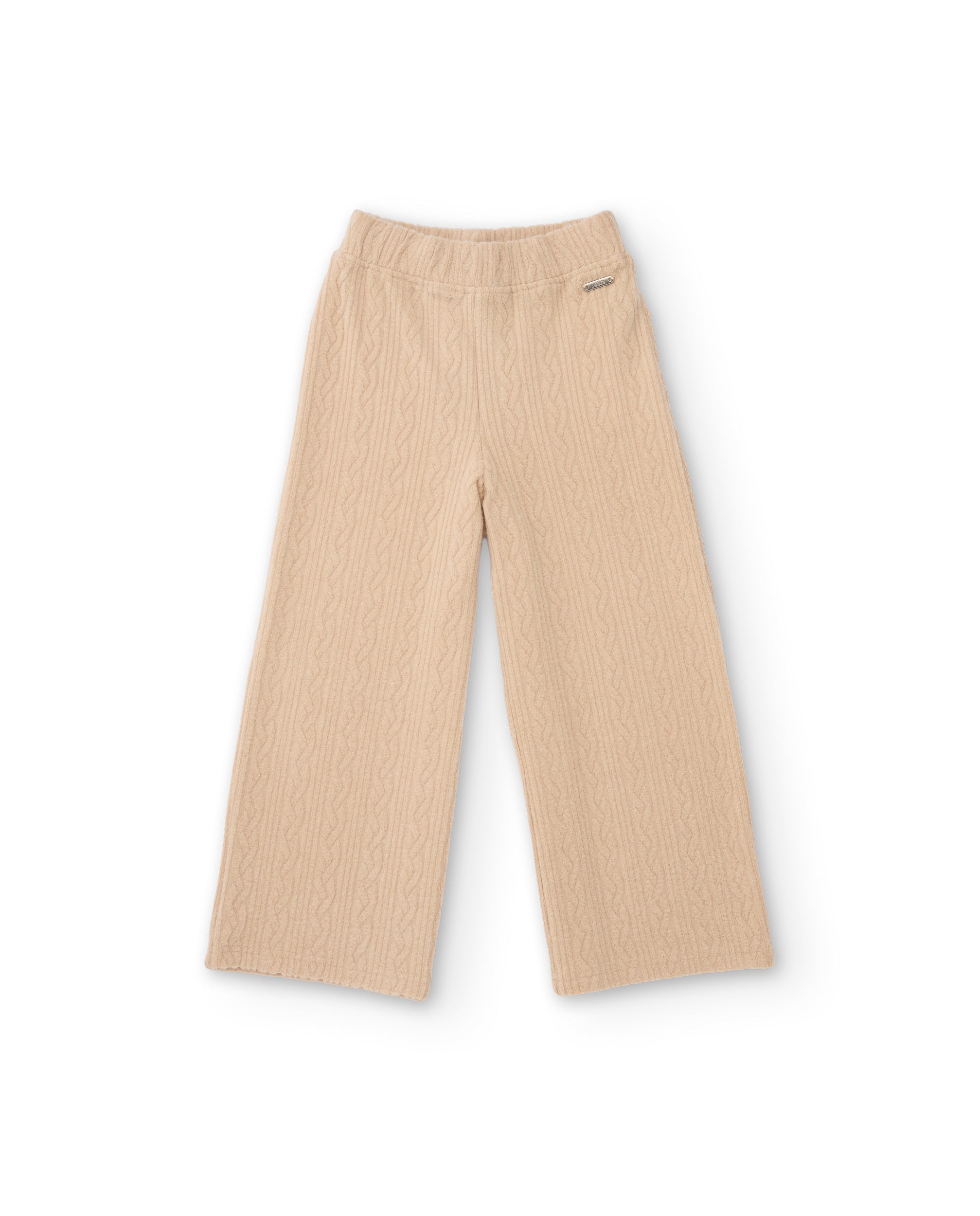 Pantalón de niña de tricot con pierna ancha y acabado texturizado