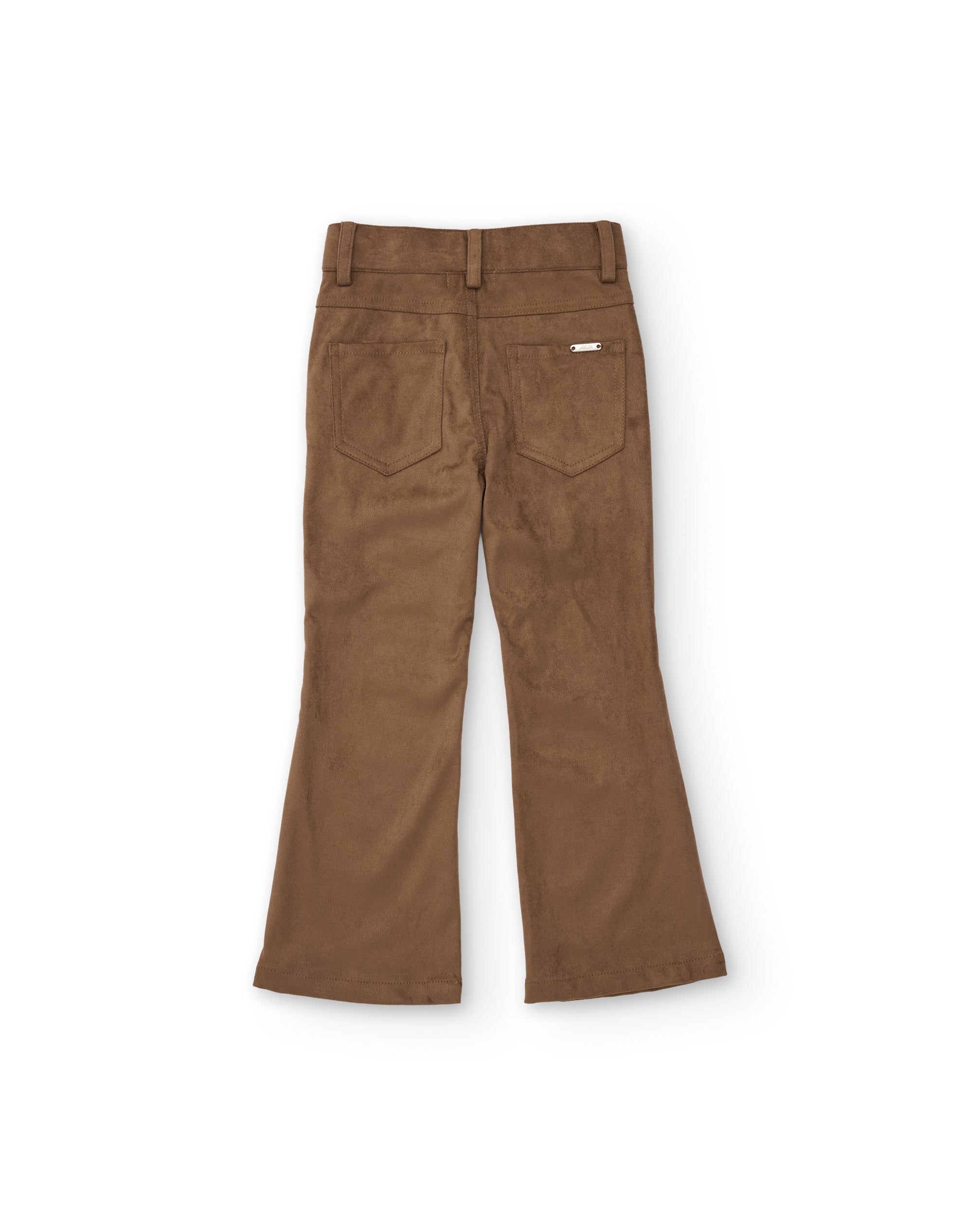Pantalón de niña de ante con corte acampanado y cintura ajustada