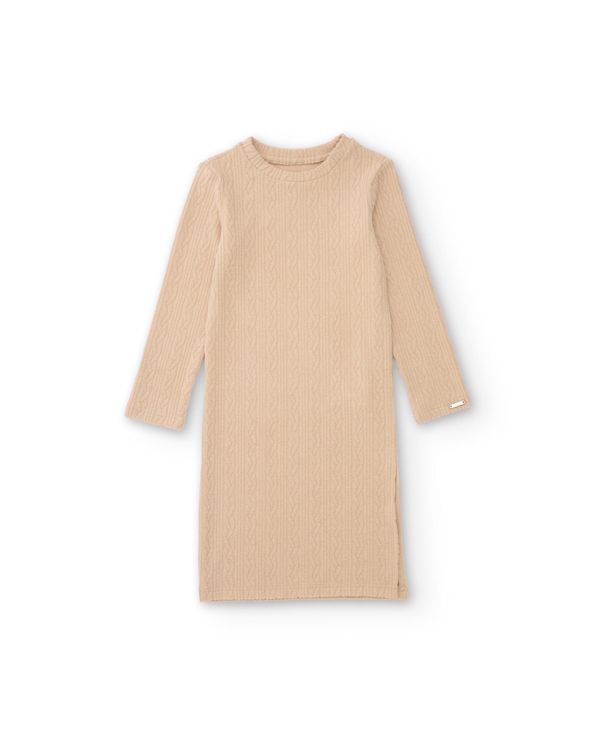 Vestido midi de niña de tricot de canalé con manga larga