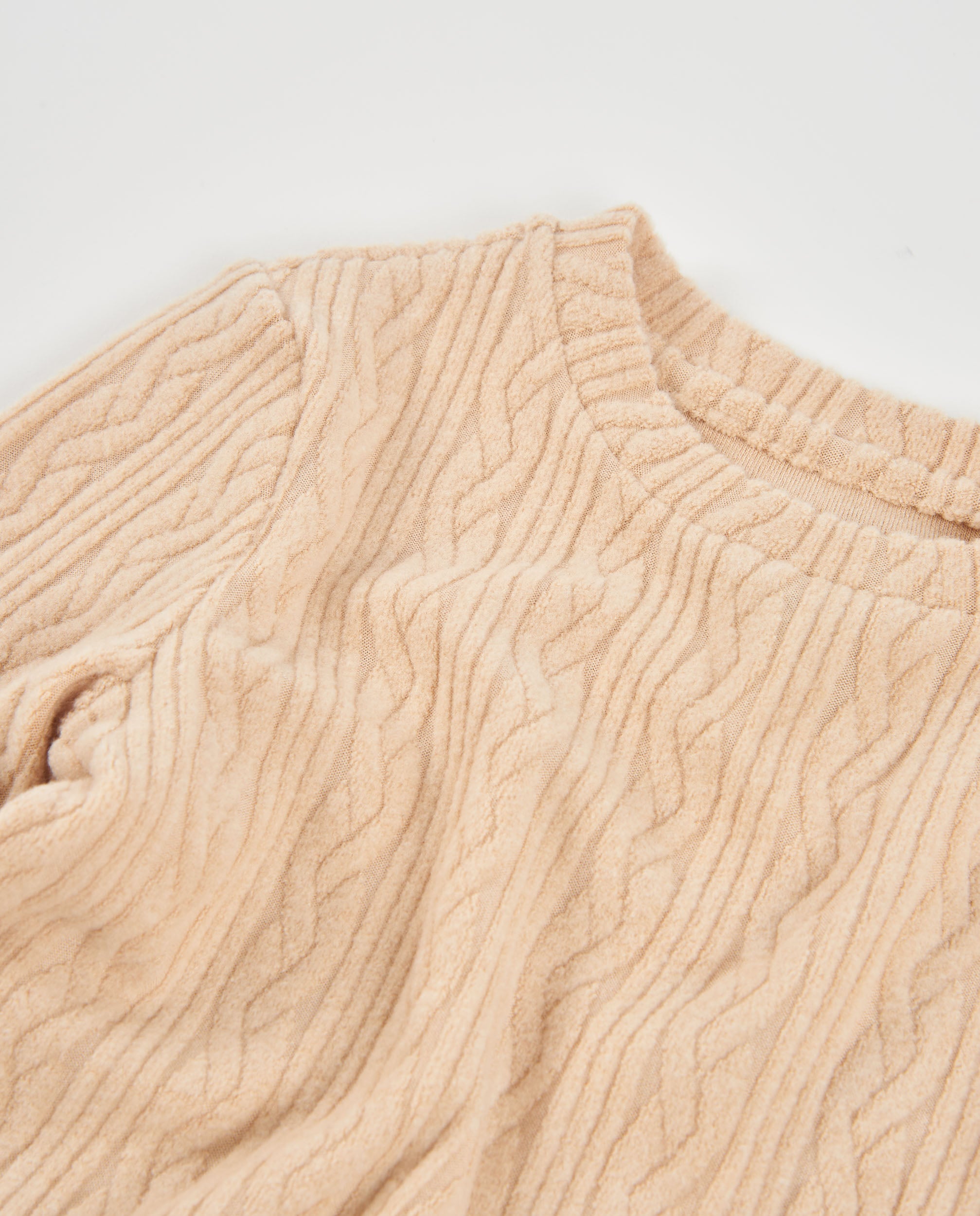Vestido midi de niña de tricot de canalé con manga larga