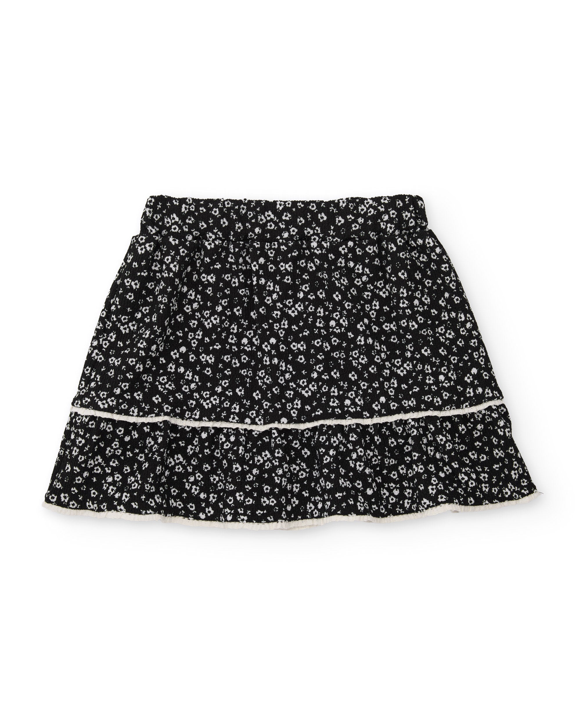 Falda de niña de tela plana con diseño floral y volantes