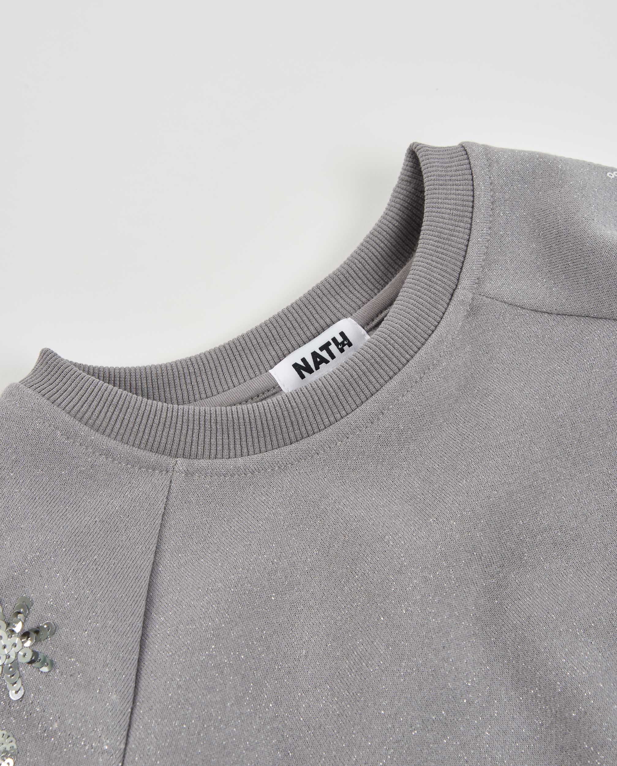 Sudadera de niña de felpa con diseño floral de lentejuelas en las mangas