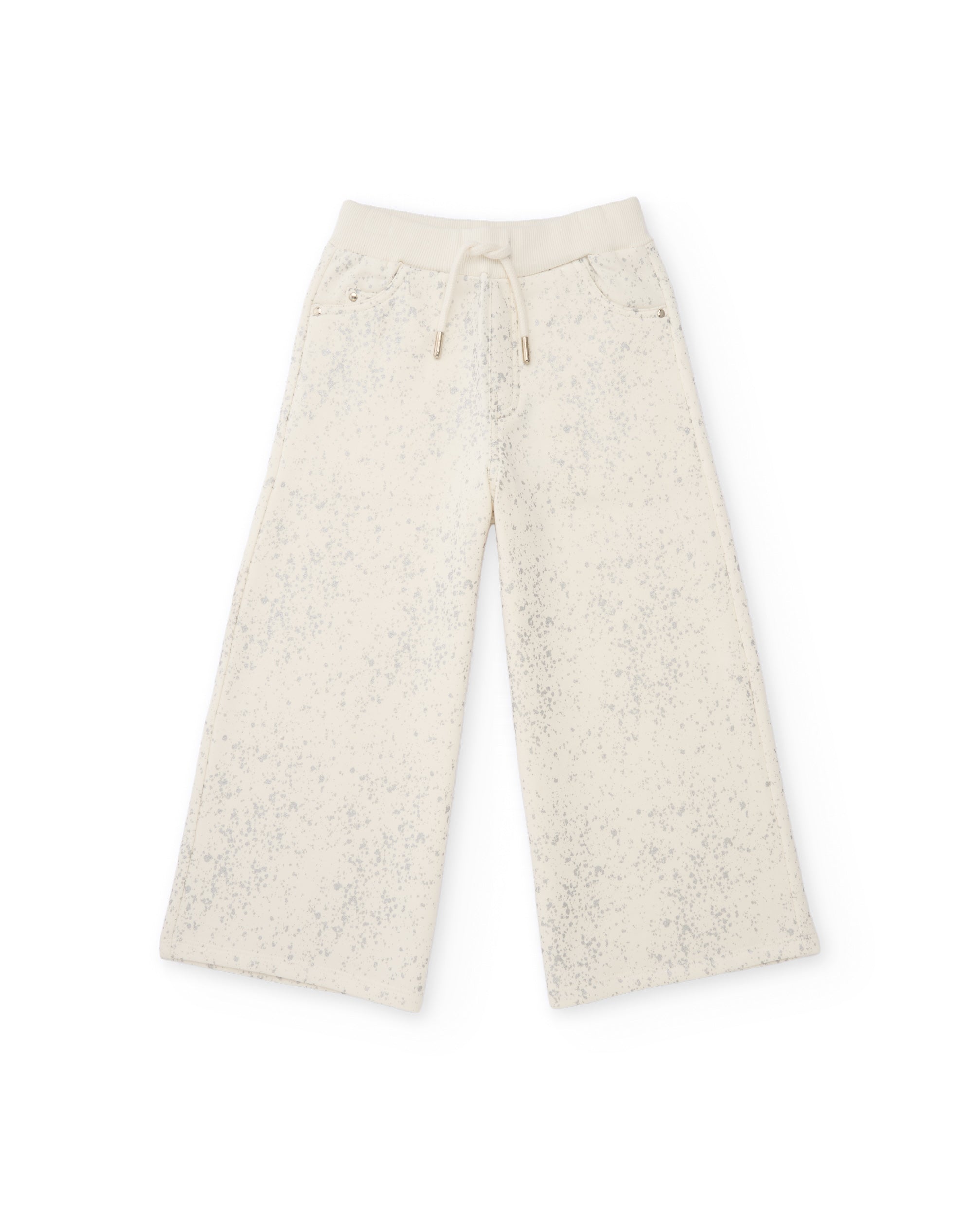 Pantalón de niña de felpa con corte amplio y estampado sutil