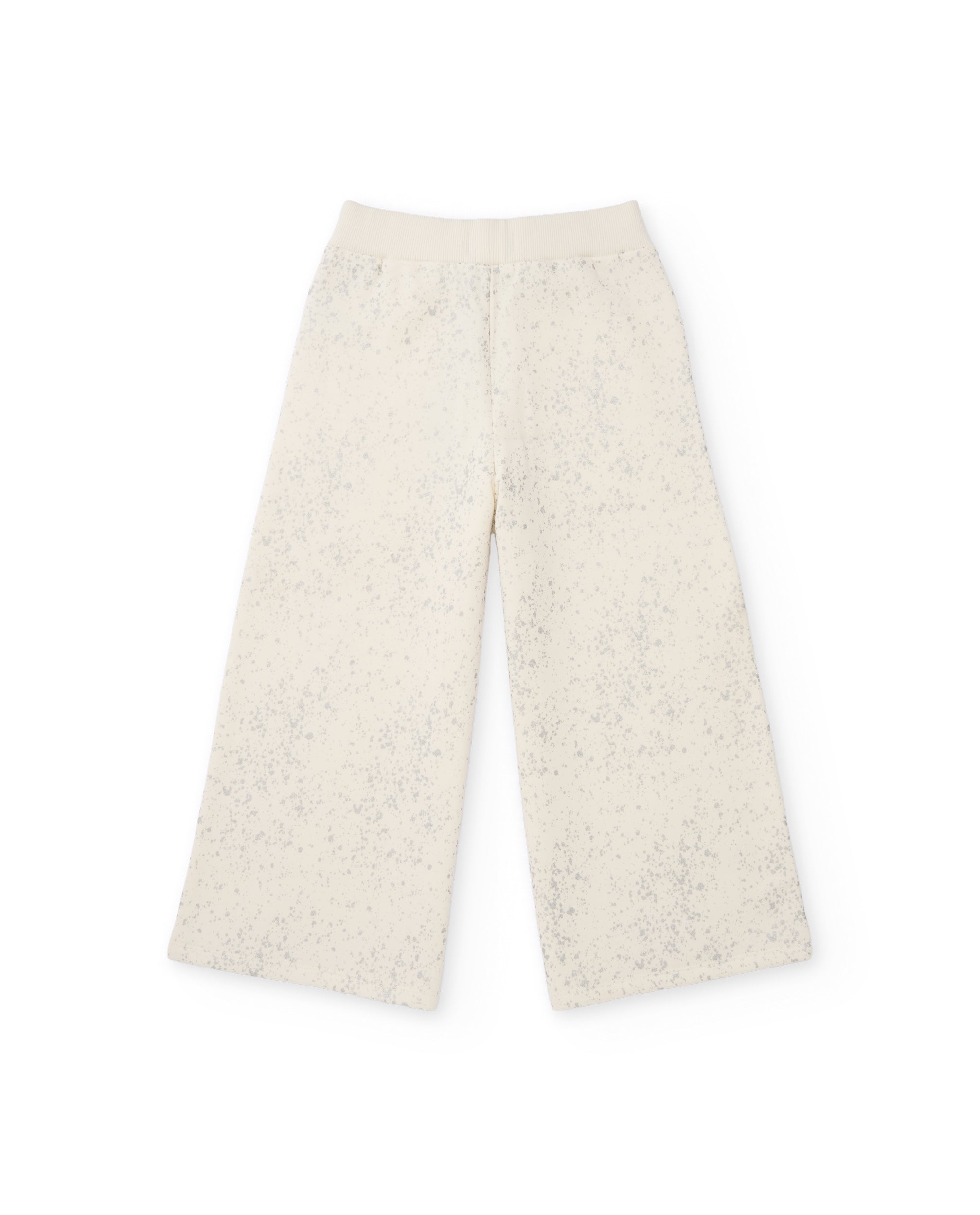 Pantalón de niña de felpa con corte amplio y estampado sutil