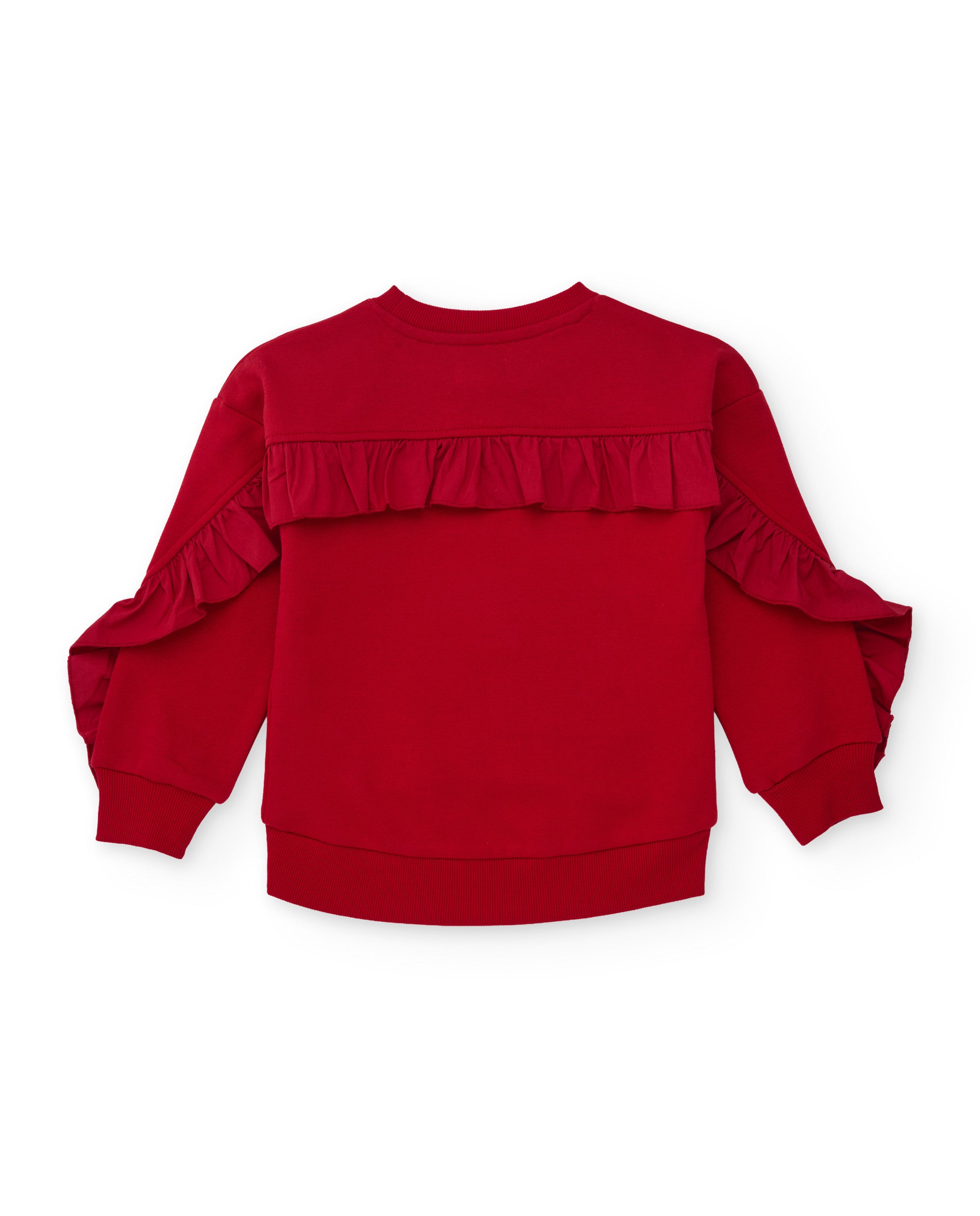 Sudadera de niña de felpa con estampado floral y volantes decorativos