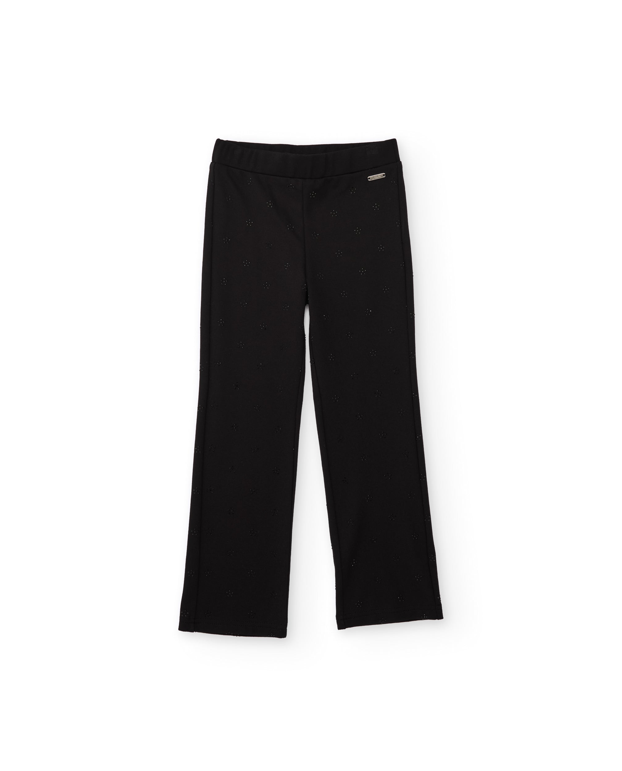 Pantalón de niña de punto con corte recto y decorado sutil