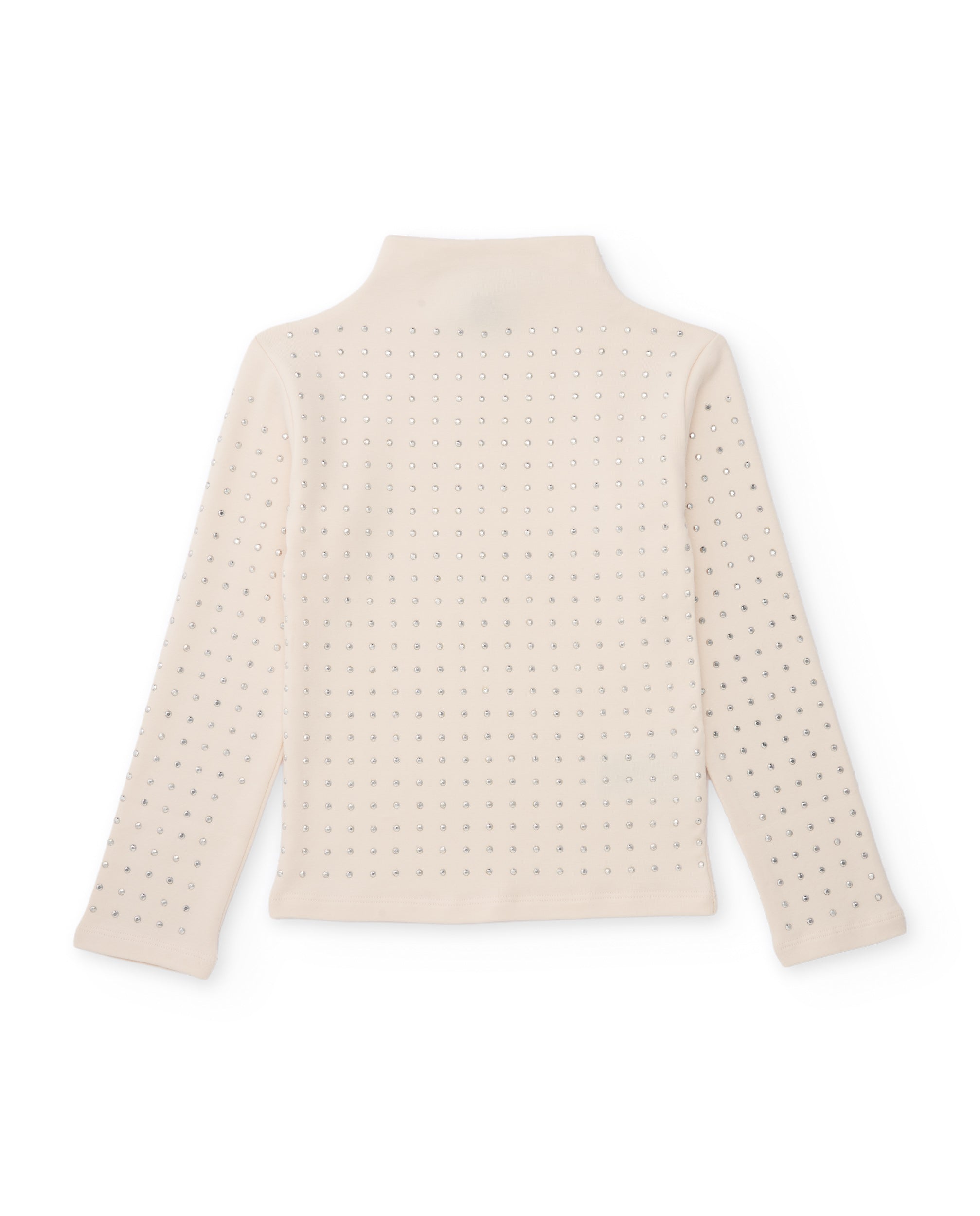 Camiseta de niña de punto con aplicaciones brillantes y cuello alto