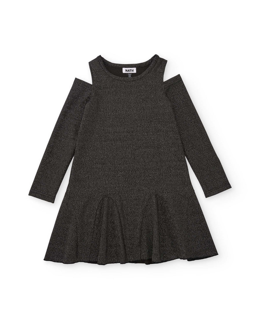 Girls' dress with off-the-shoulder styling and sparkling details