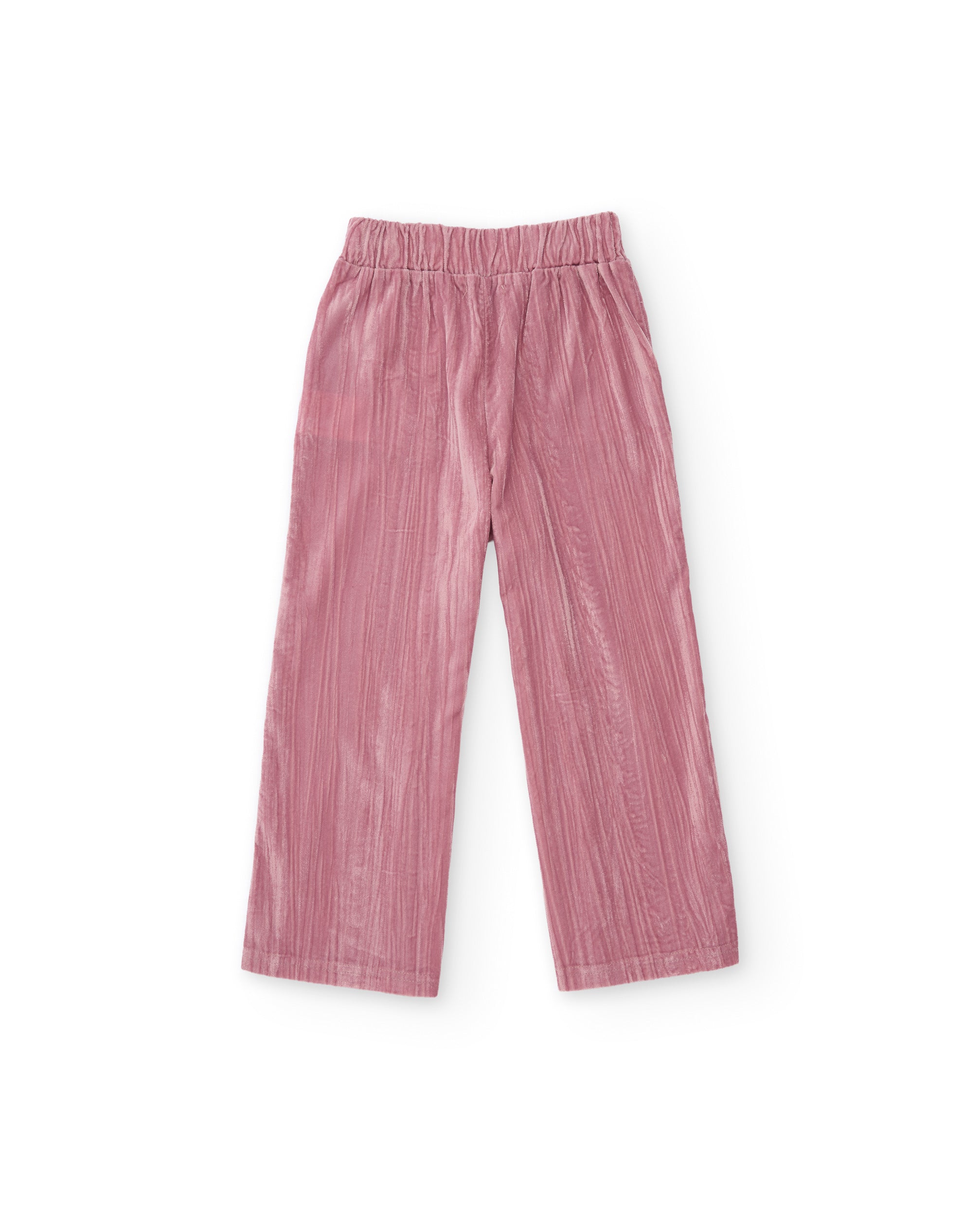 Pantalón de niña de tela plana con cintura elástica y perneras rectas