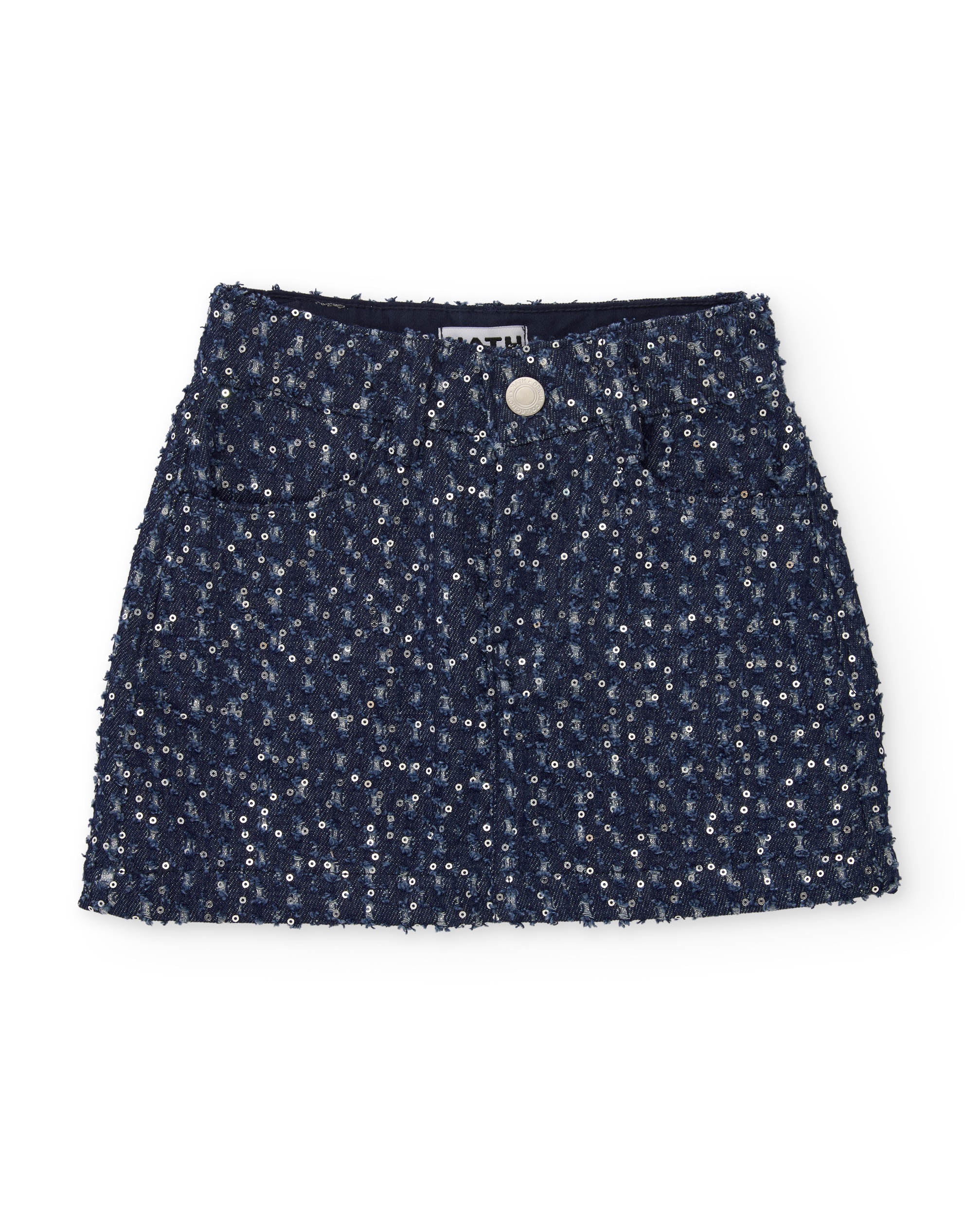 Falda de niña de denim con lentejuelas y corte mini