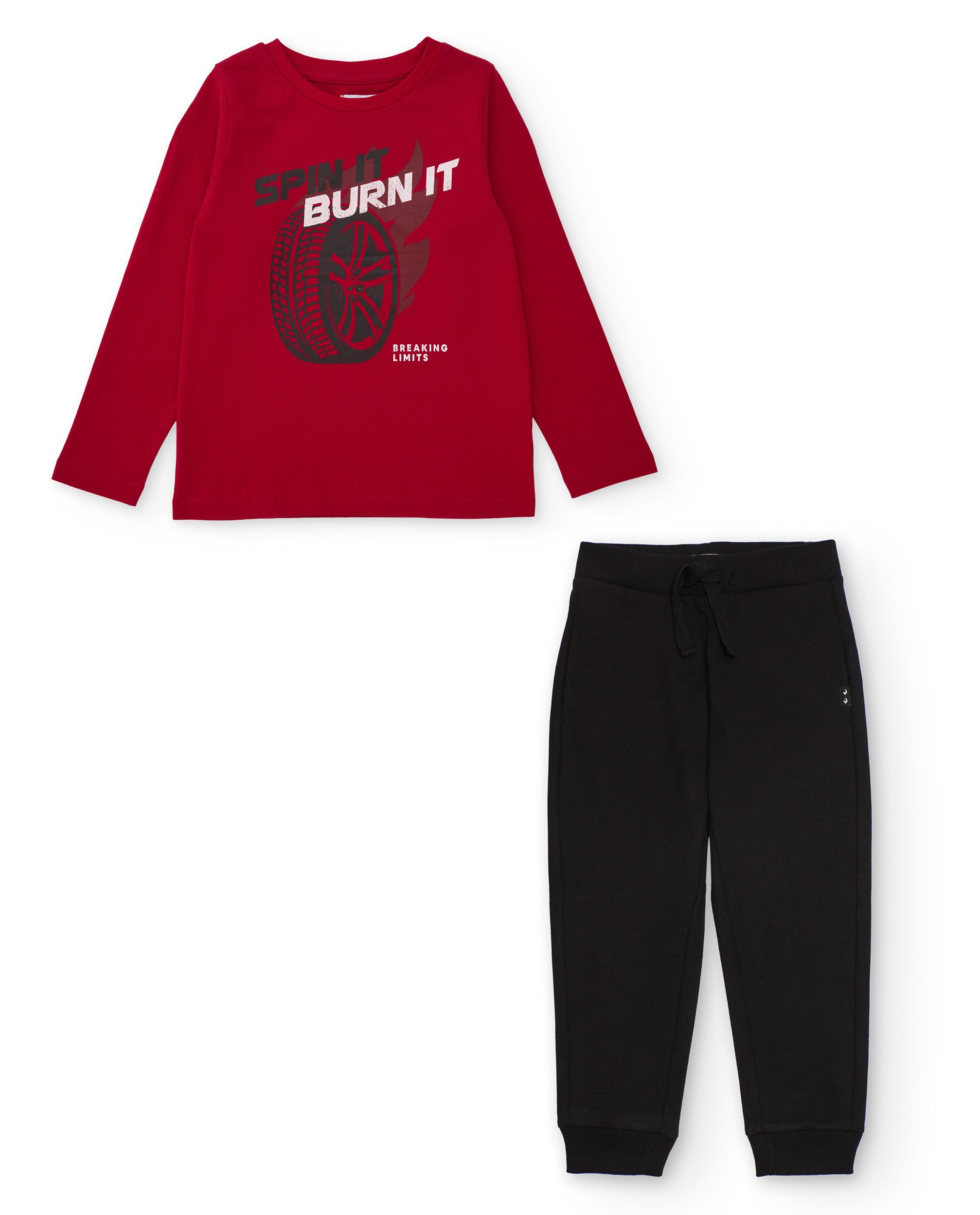 Conjunto de niño con camiseta de algodón estampada y pantalón jogger