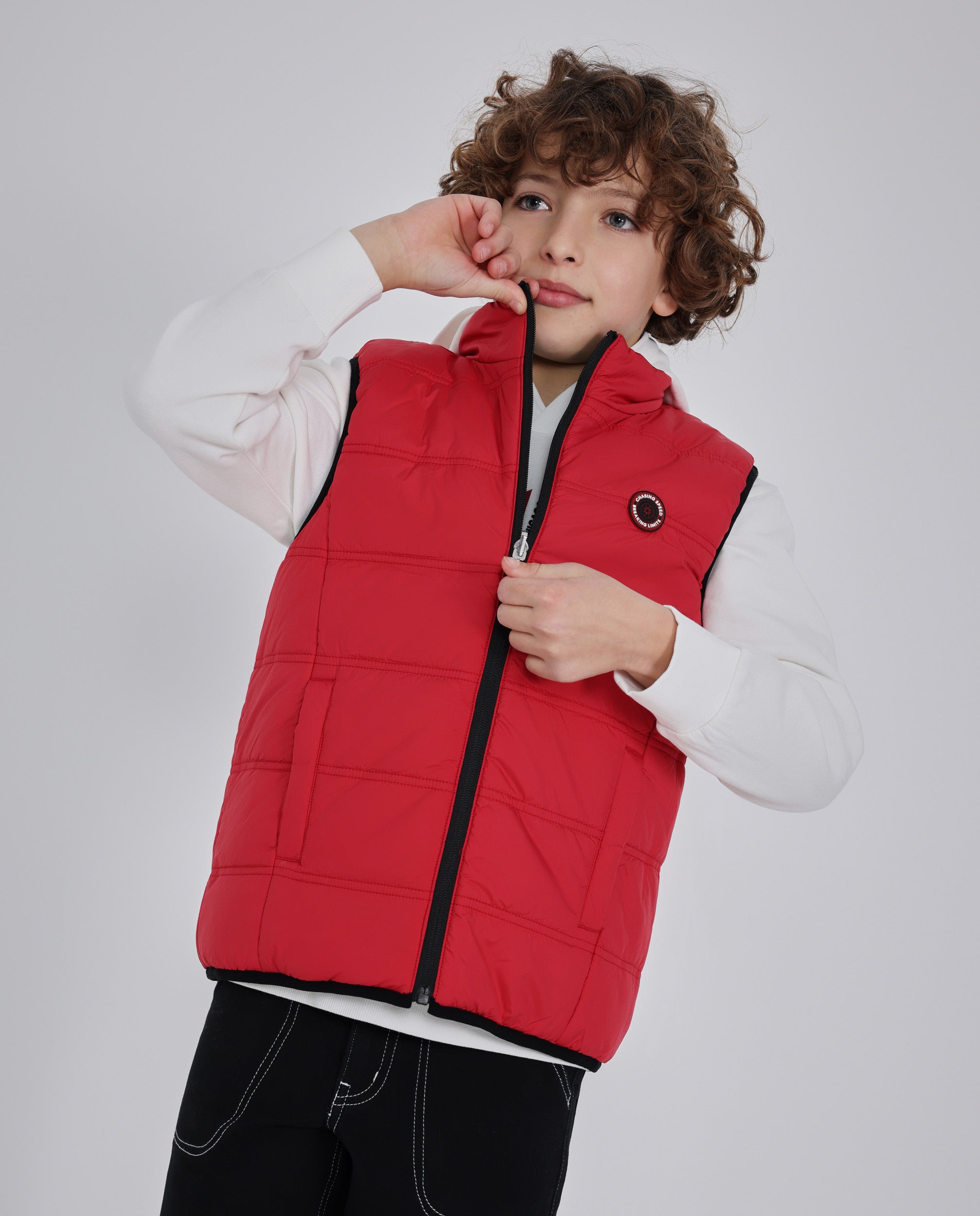 Chaleco de niño acolchado con cremallera frontal y reversible