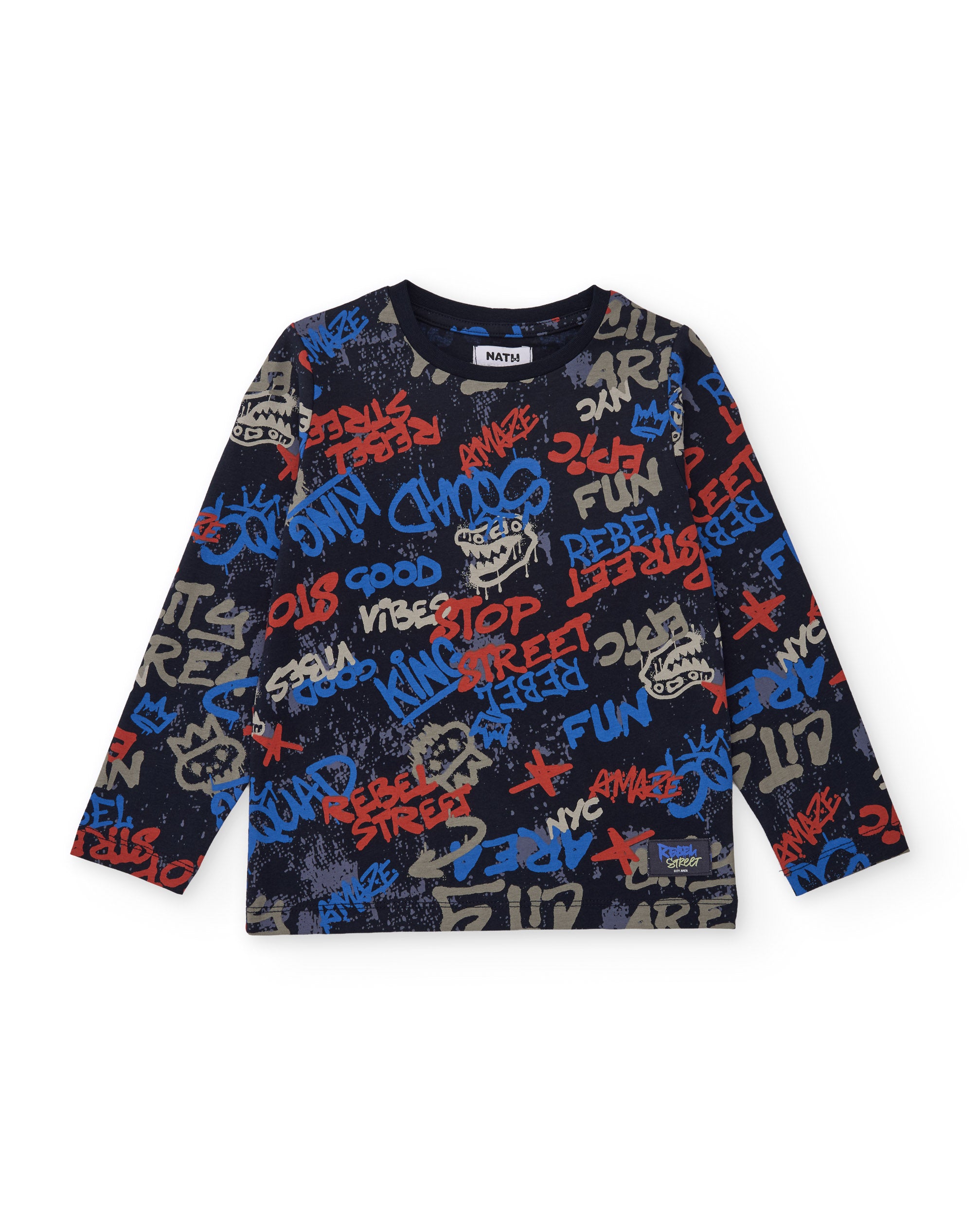 Camiseta de niño de punto con estampado creatico de grafiti