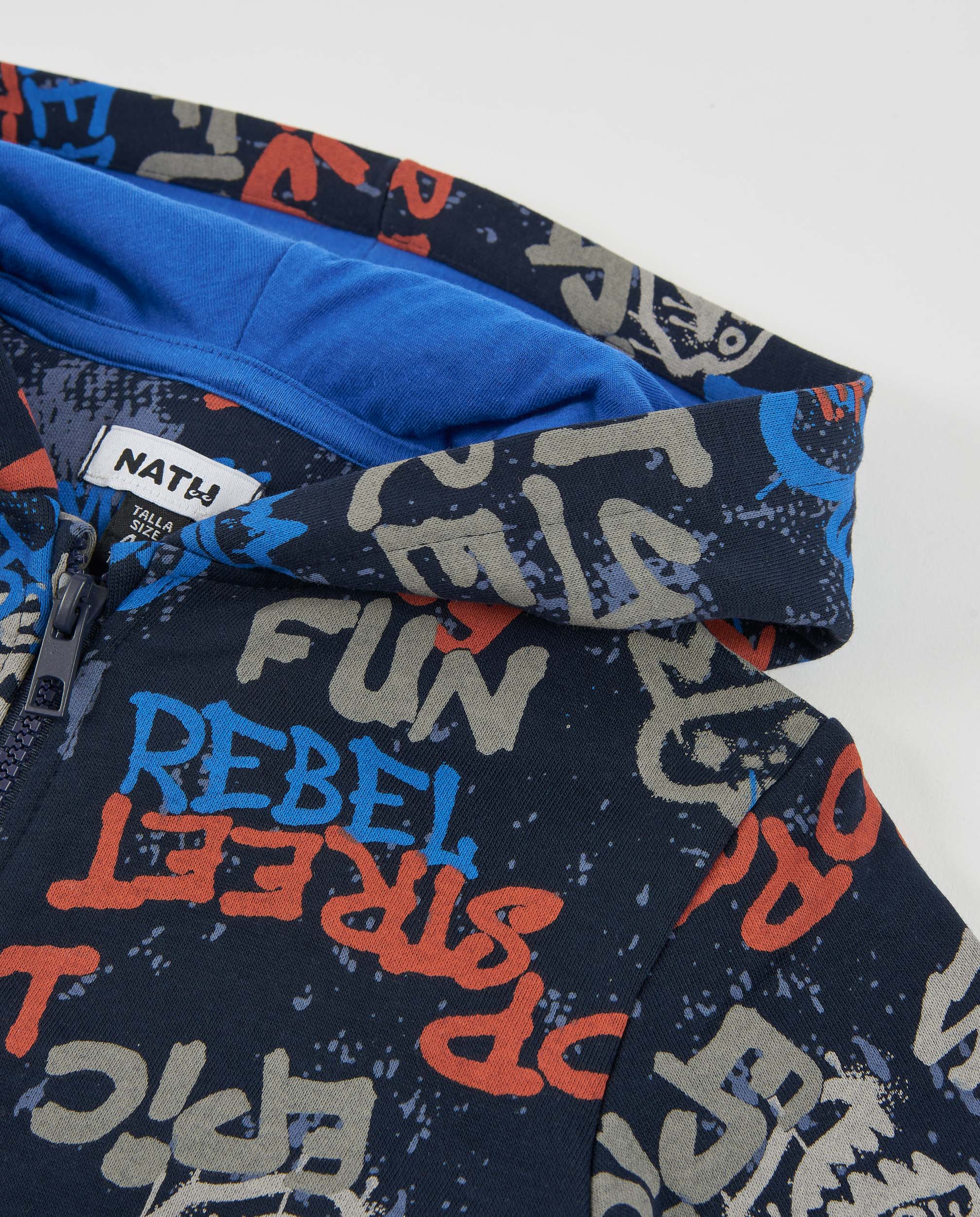 Sudadera de niño de felpa con capucha y diseño de grafitis