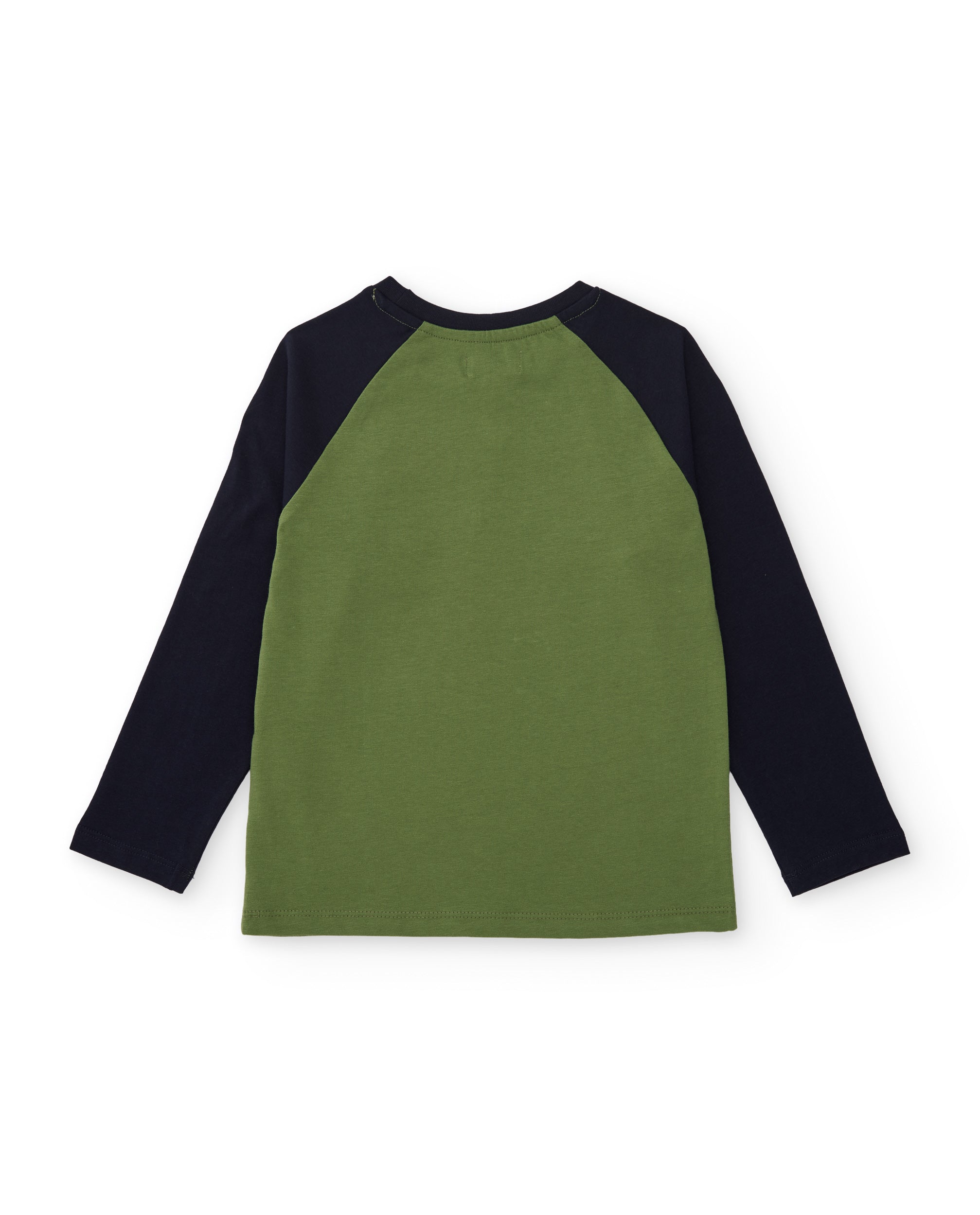 Camiseta de niño de punto con estampado de rock y mangas en contraste