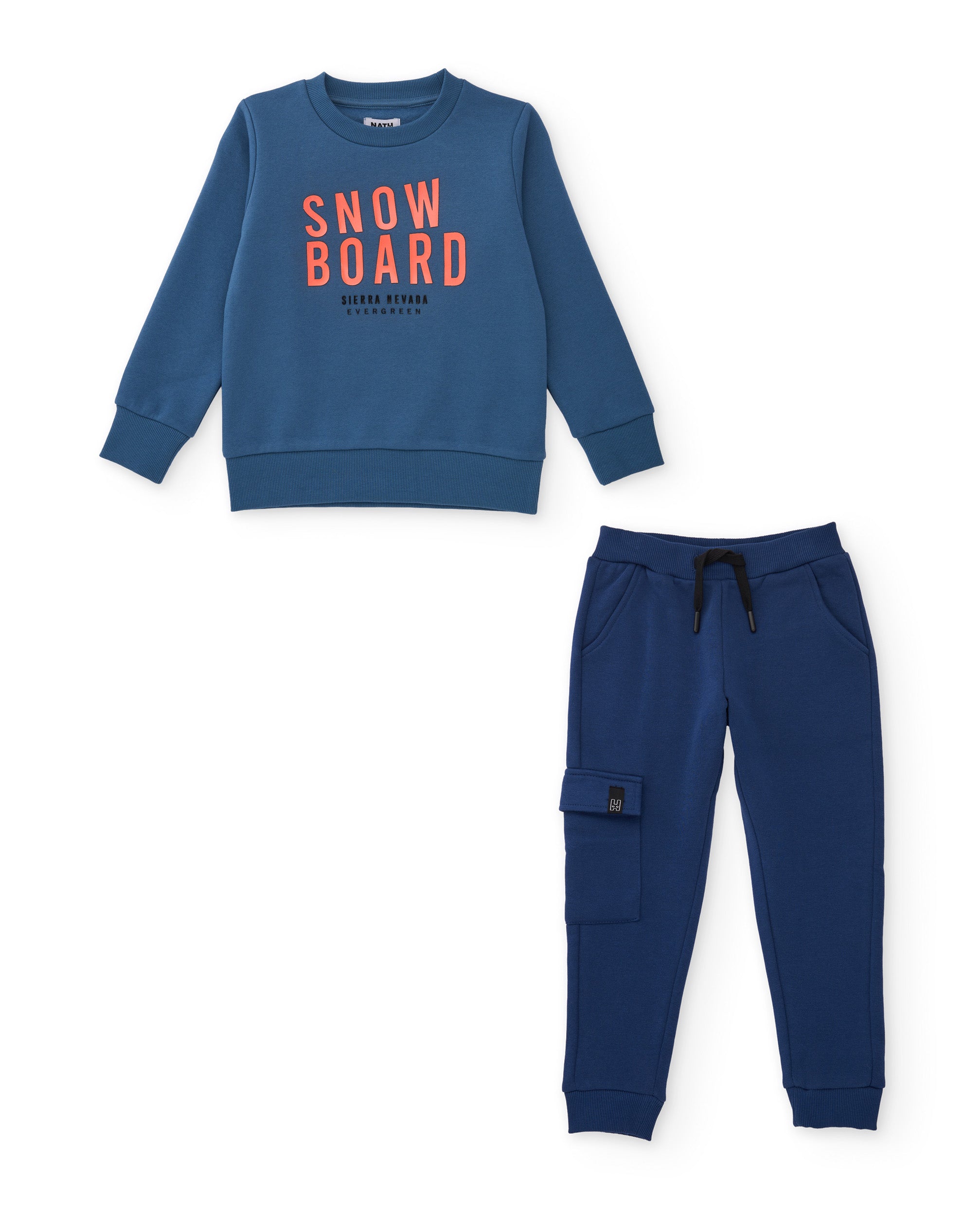 Conjunto de niño con sudadera de algodón de snowboard y pantalón deportivo