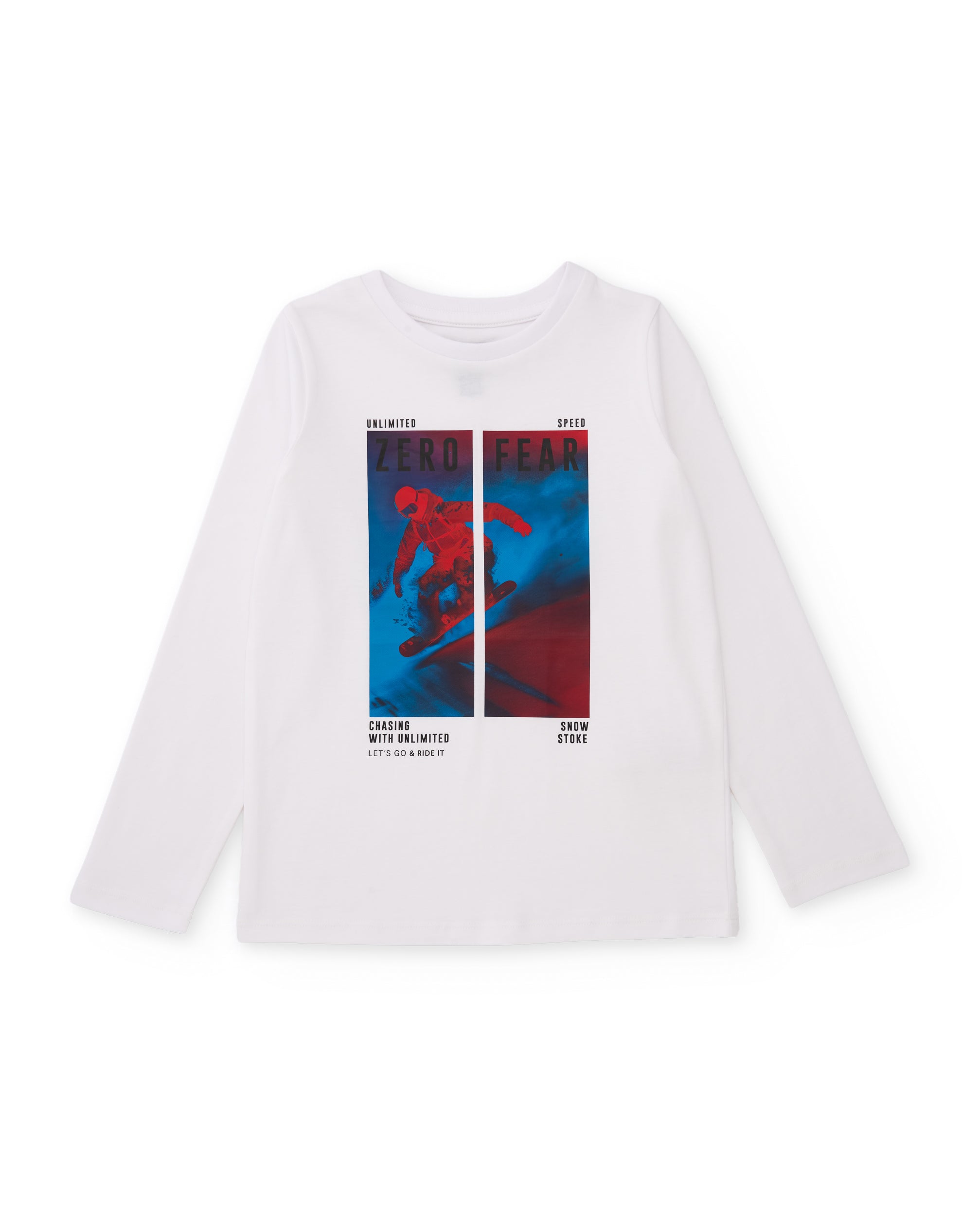Camiseta de niño de punto con print frontal y manga larga