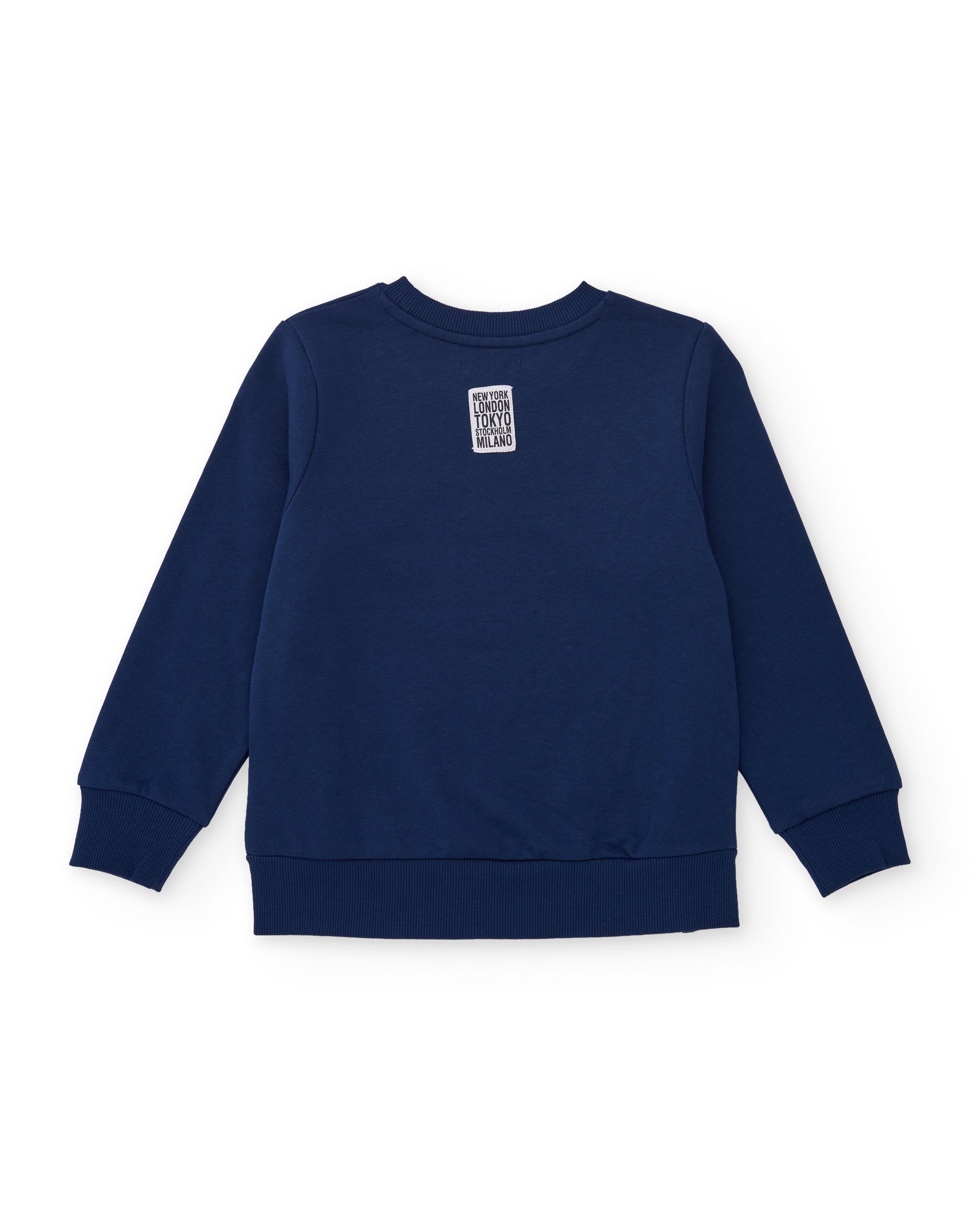 Sudadera de niño de punto con print urbano y cremallera lateral