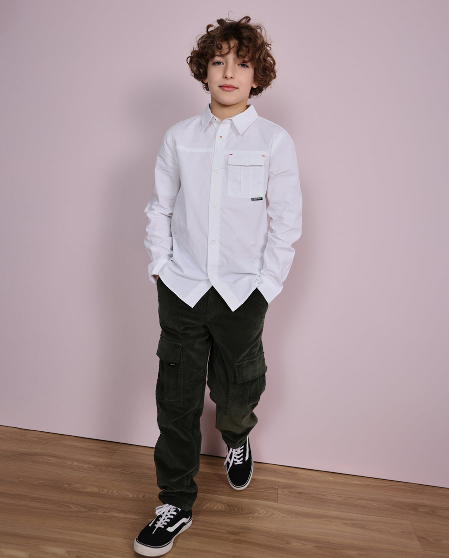Boys' corduroy trousers with side pockets