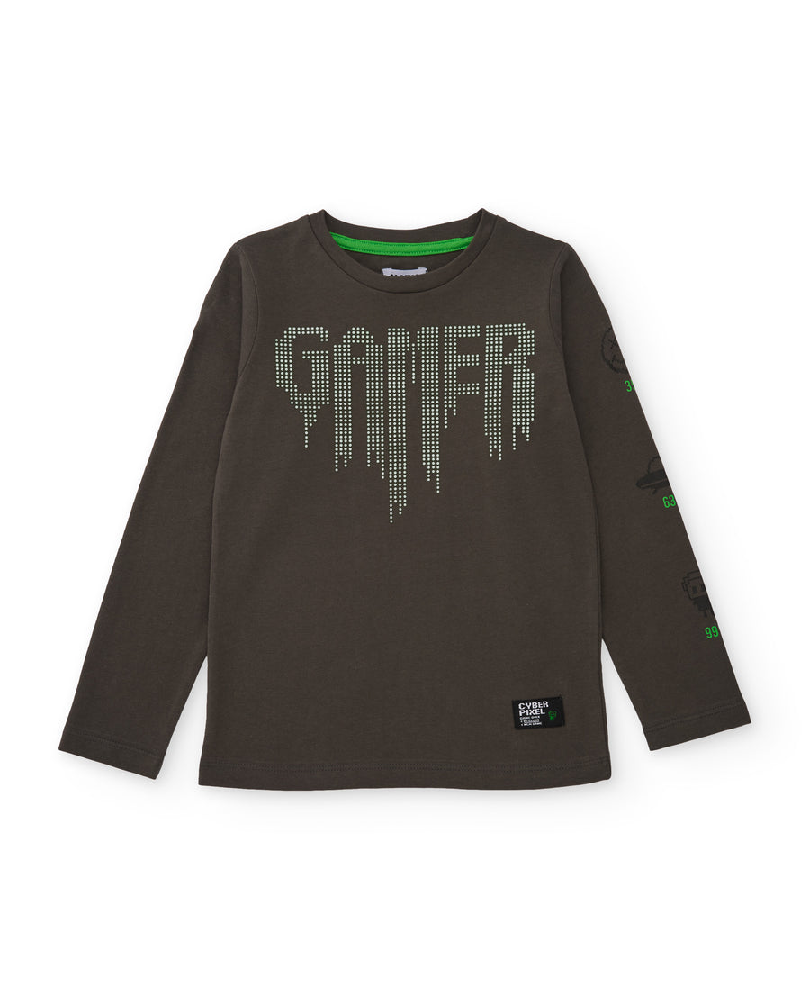 Boys' cotton T-shirt with gamer print