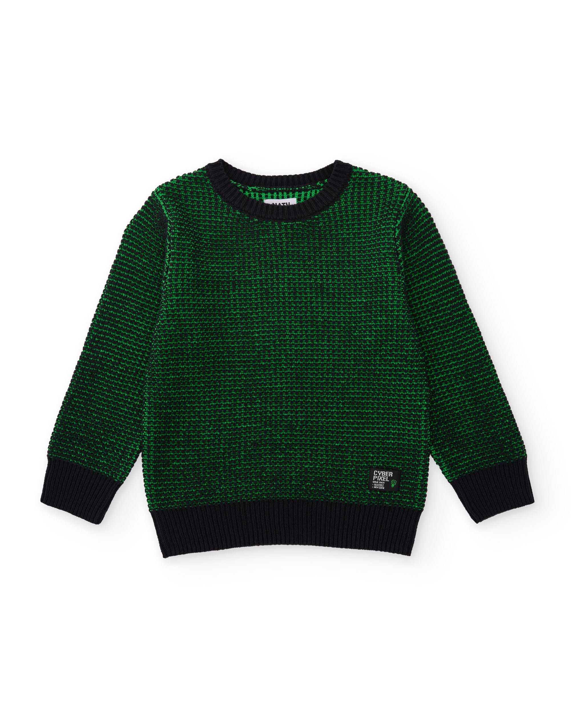 Jersey de niño de tricot con cuello redondo y tonos verdes