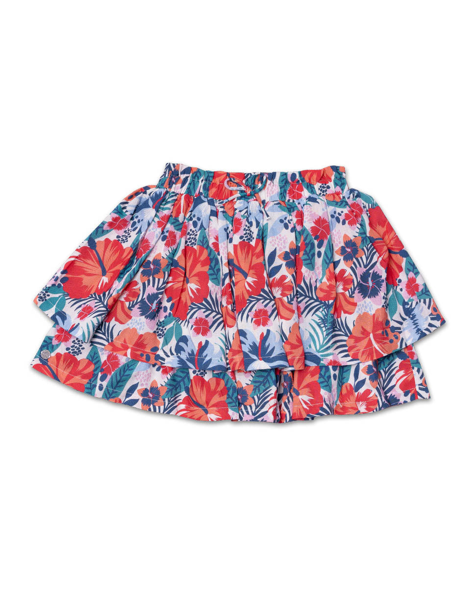Falda popelín estampado niña Hello Playa