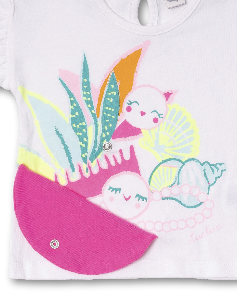 Camiseta punto blanco niña Seashell