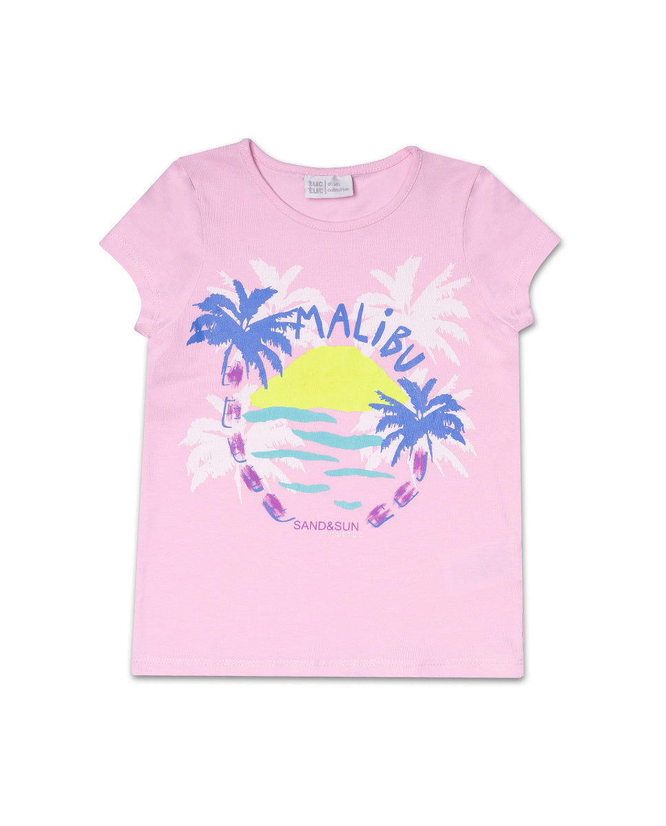 Camiseta punto rosa niña Malibu