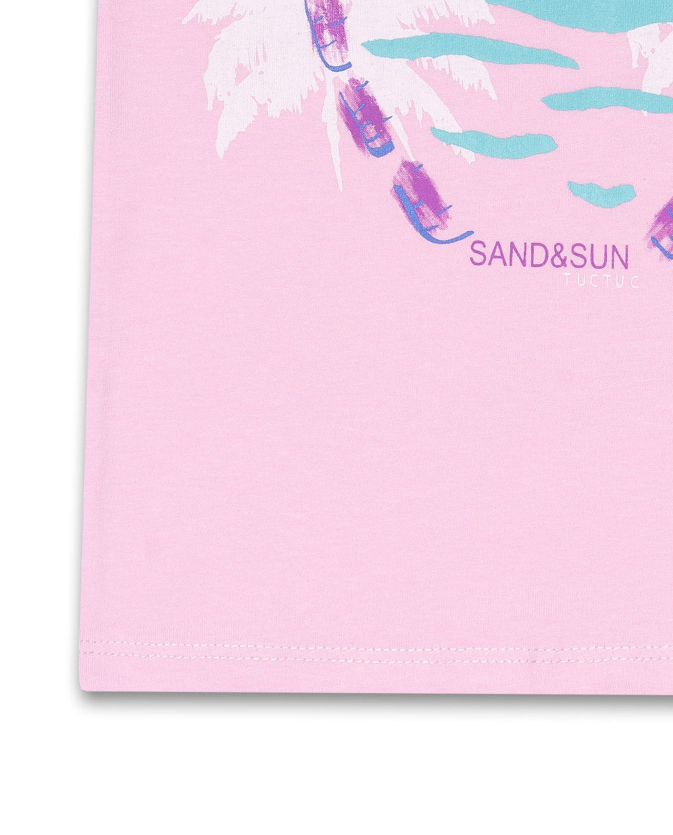 Camiseta punto rosa niña Malibu