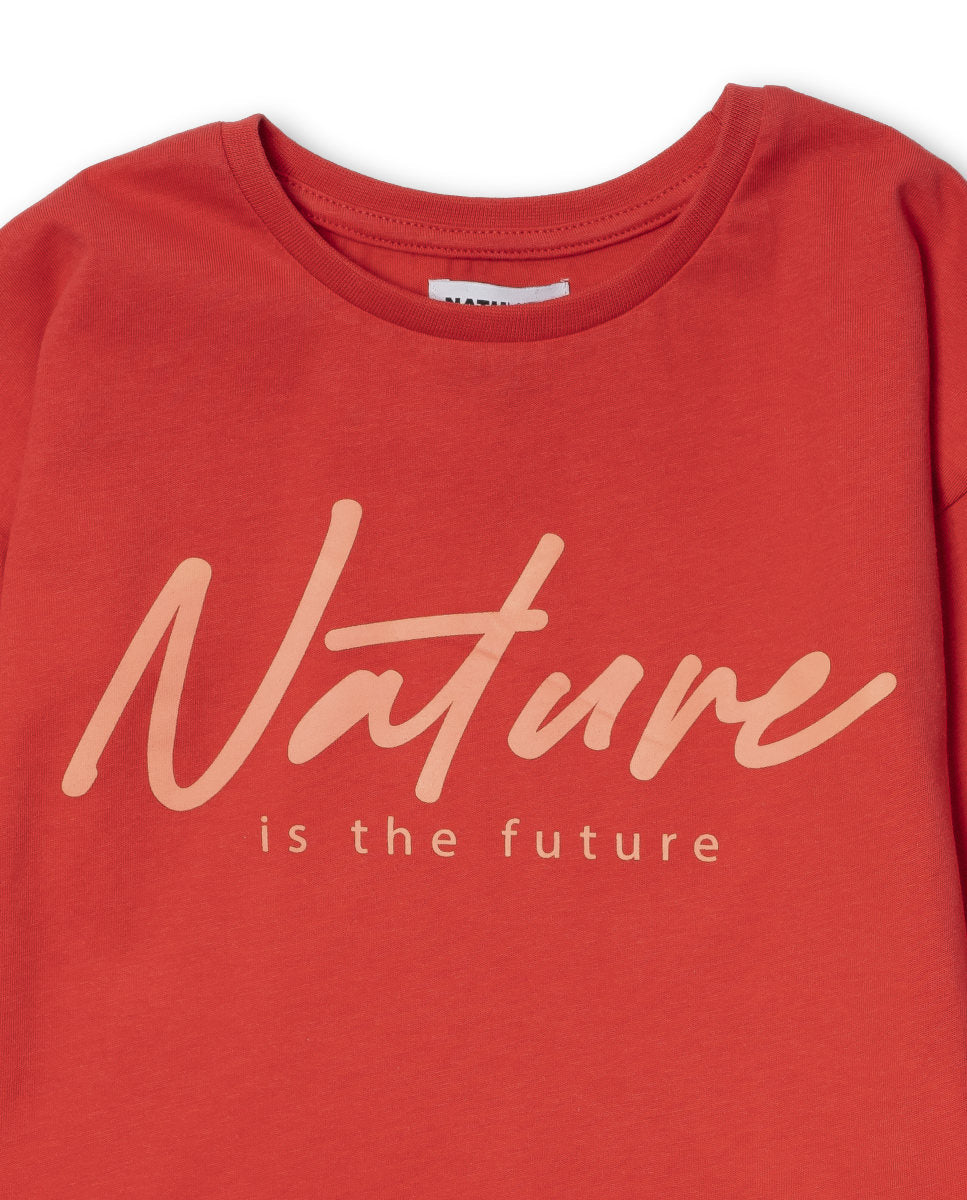 Camiseta larga punto naranja niña Oasis