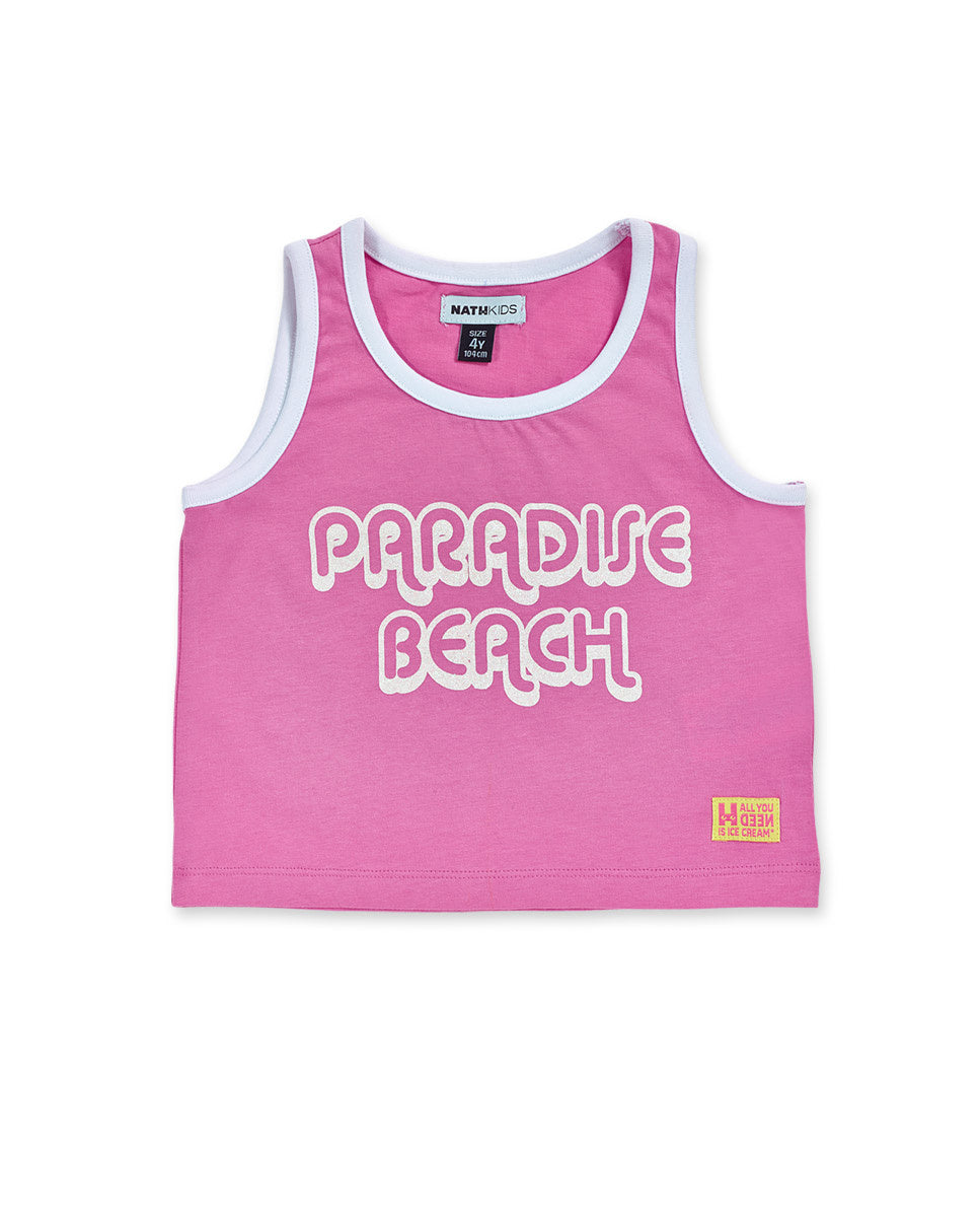 Camiseta tirantes punto rosa niña Paradiso beach