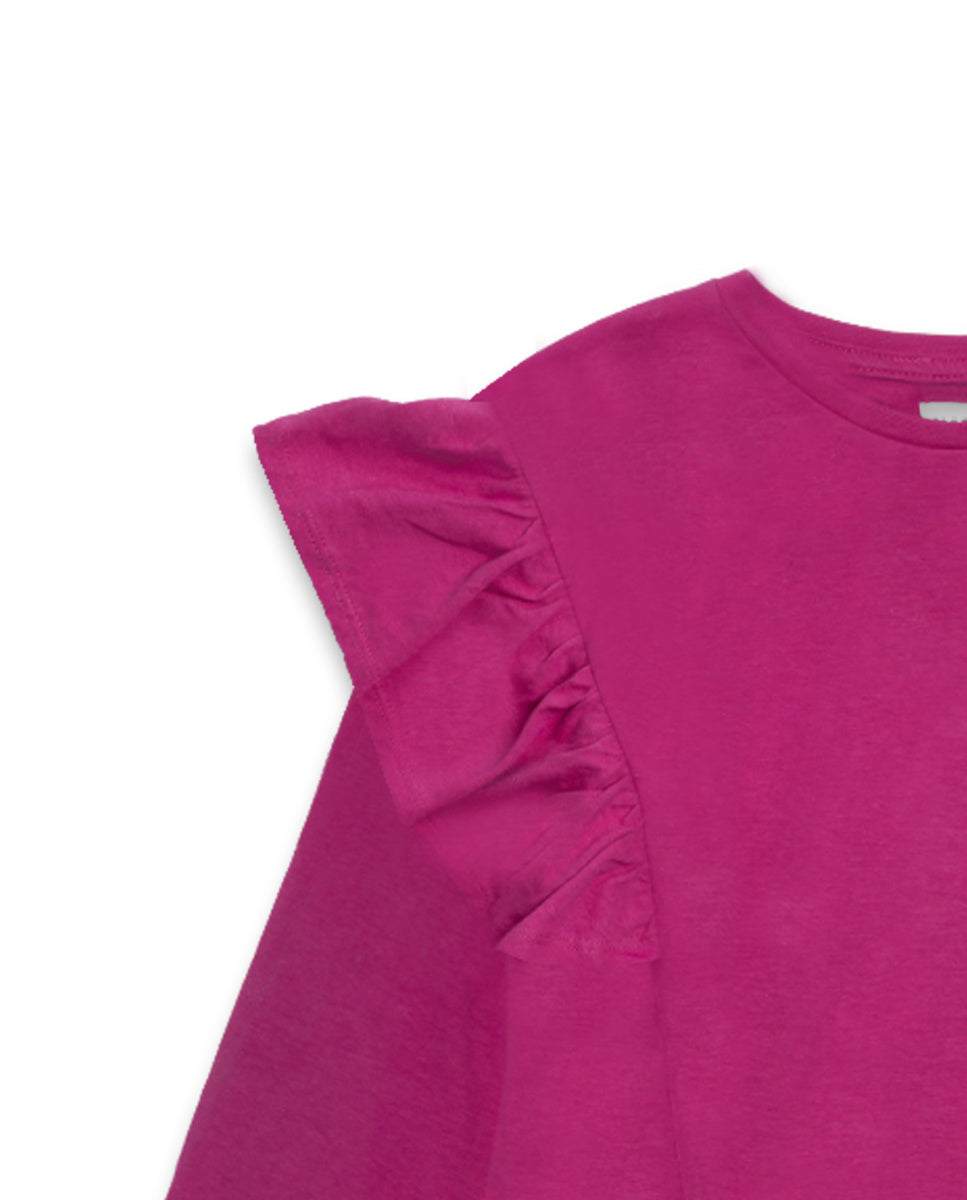 Camiseta larga punto morado niña Full Bloom
