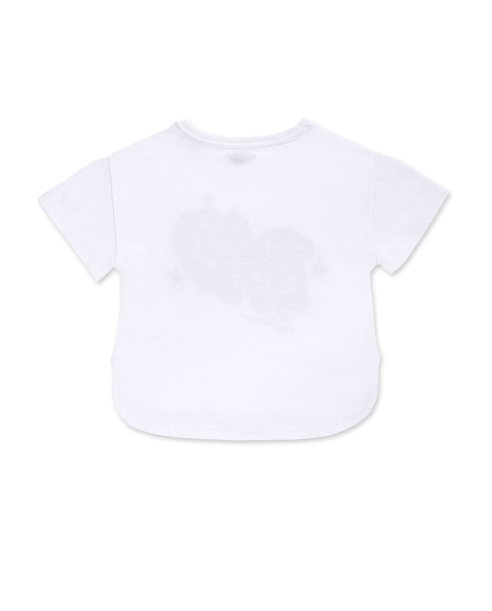 Camiseta punto blanco niña Bad influencer