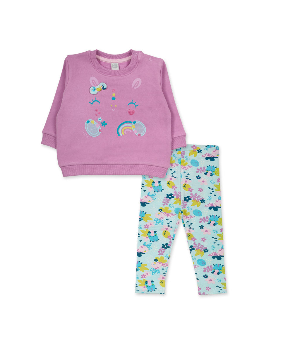 Conjunto de felpa punto rosa niña colección Dragon Finder