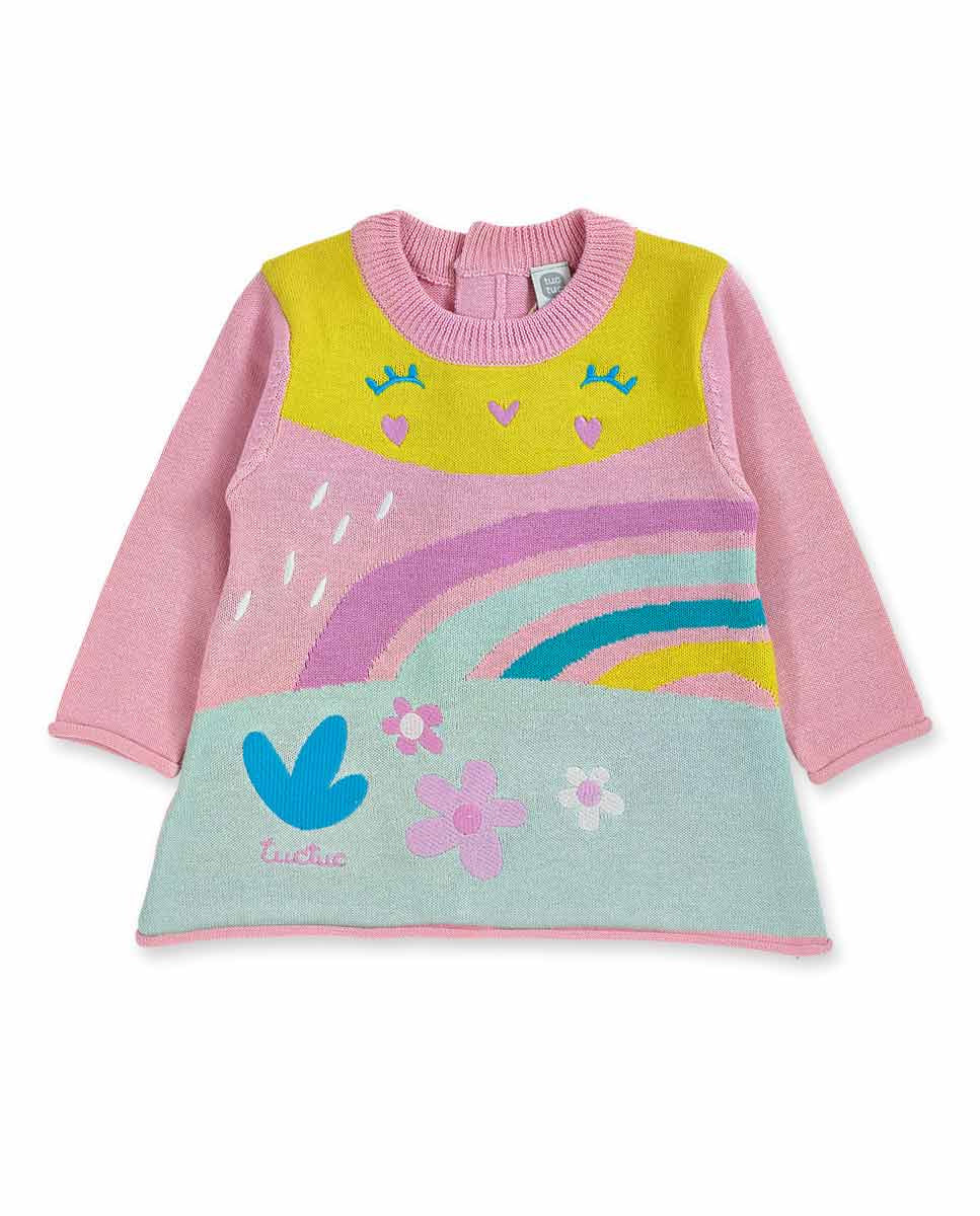 Vestido tricot rosa niña Dragon Finder