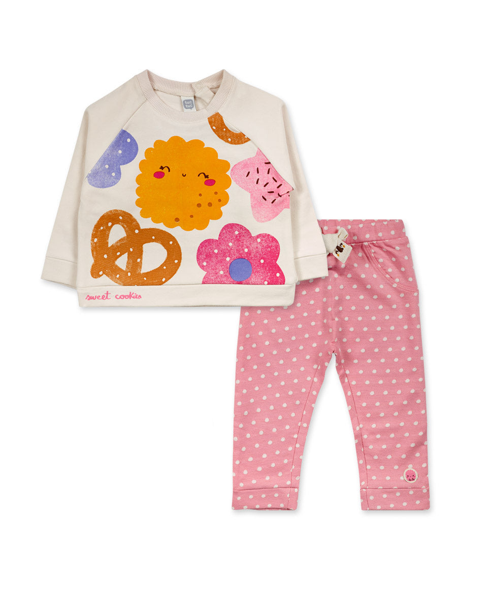 Conjunto felpa rosa niña Happy Cookies