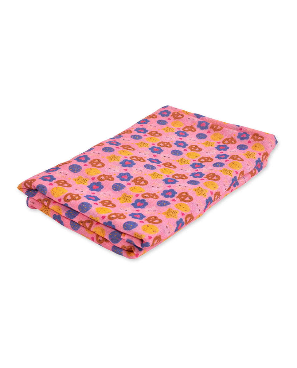 Muselina punto rosa estampado niña Happy Cookies